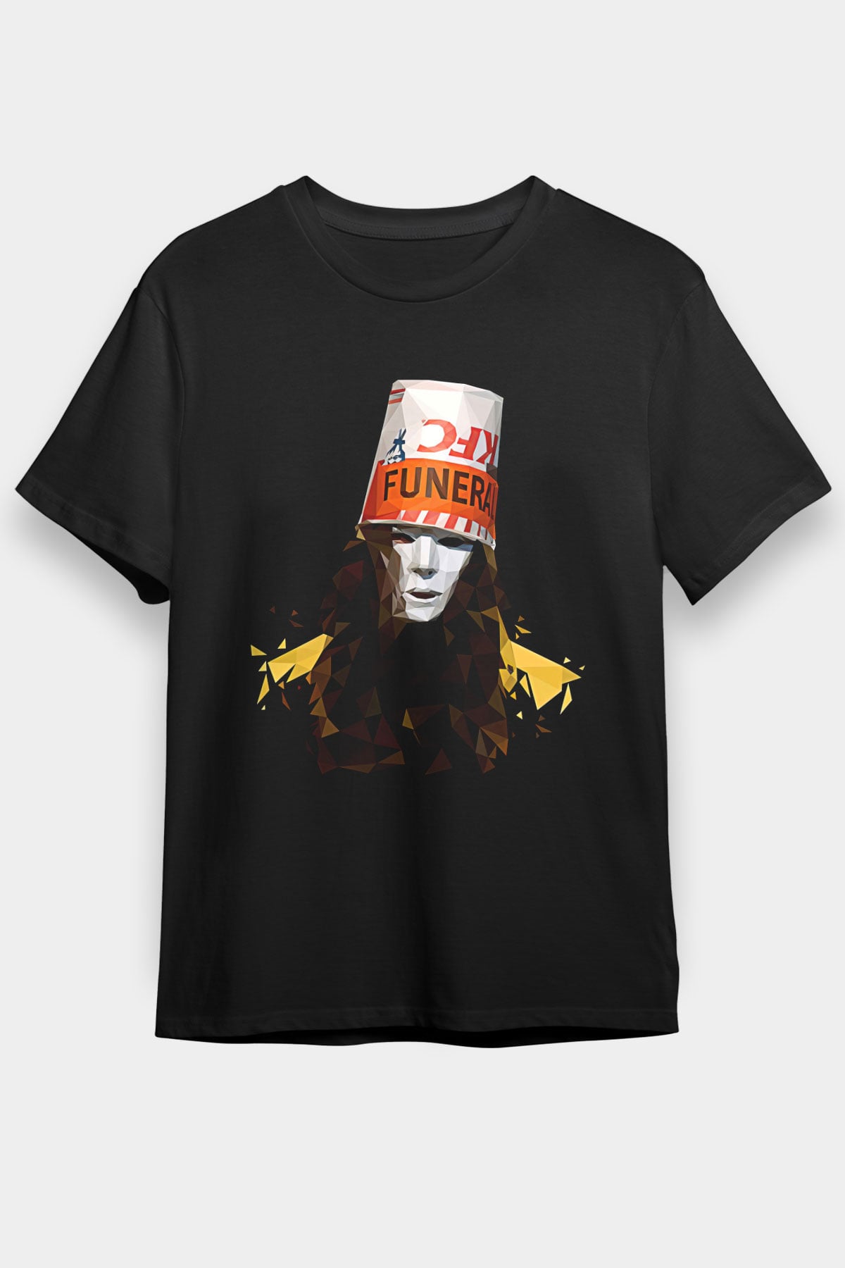 Buckethead Baskılı Unisex Siyah Tişört - Tshirt