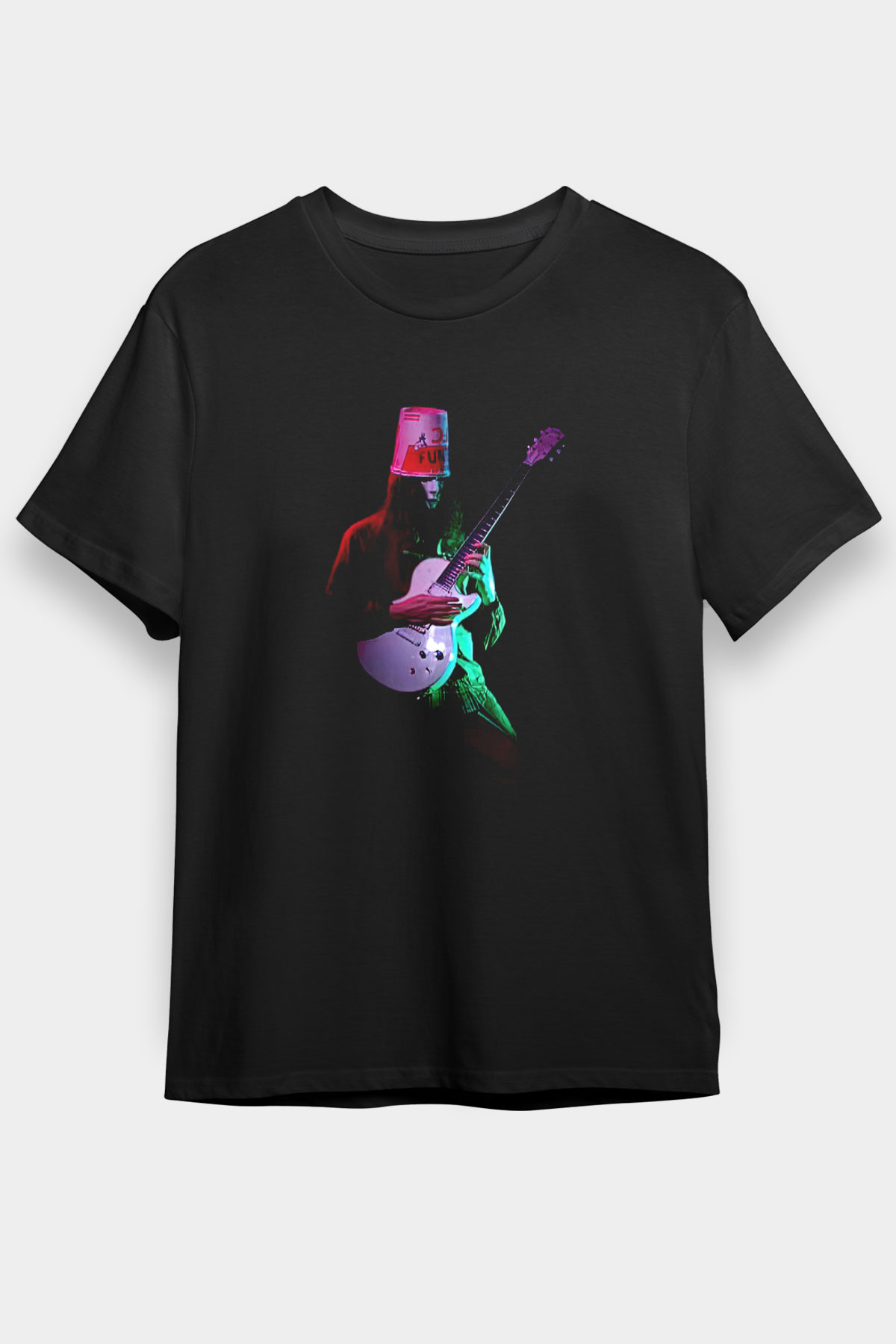 Buckethead Baskılı Unisex Siyah Tişört - Tshirt