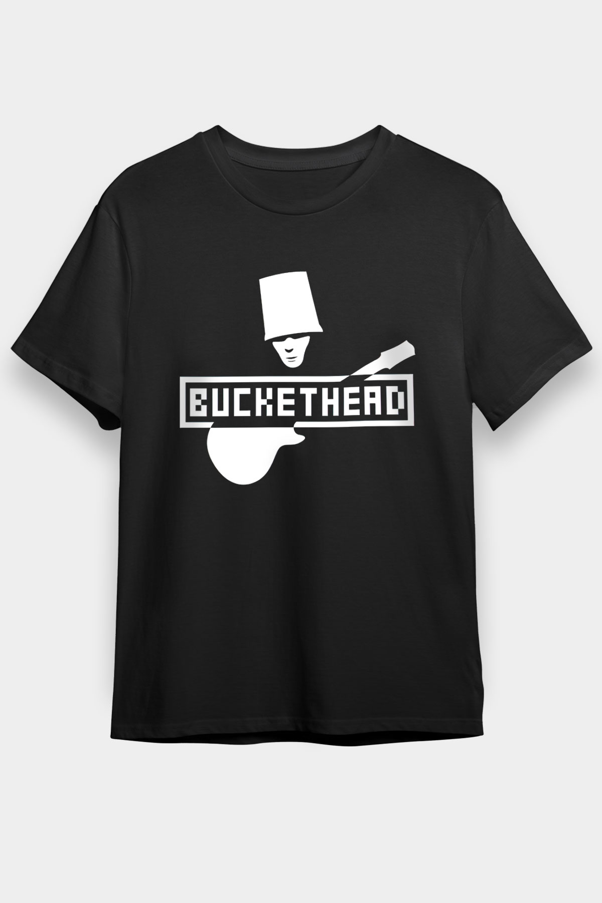 Buckethead Baskılı Unisex Siyah Tişört - Tshirt