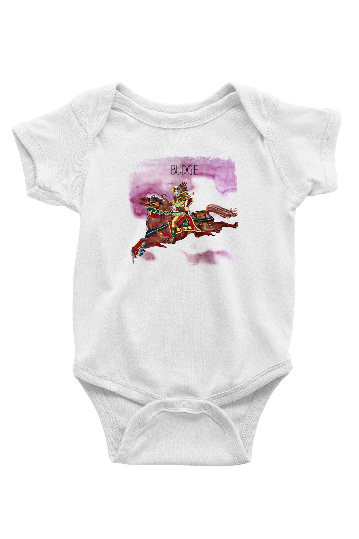 Budgie Baskılı Unisex Beyaz Bebek Body - Zıbın