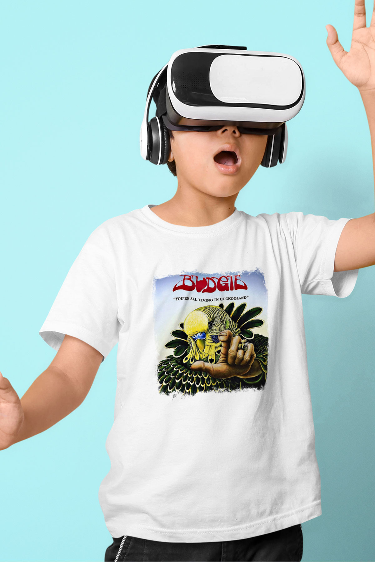 Budgie Baskılı Unisex Beyaz Çocuk Tişört