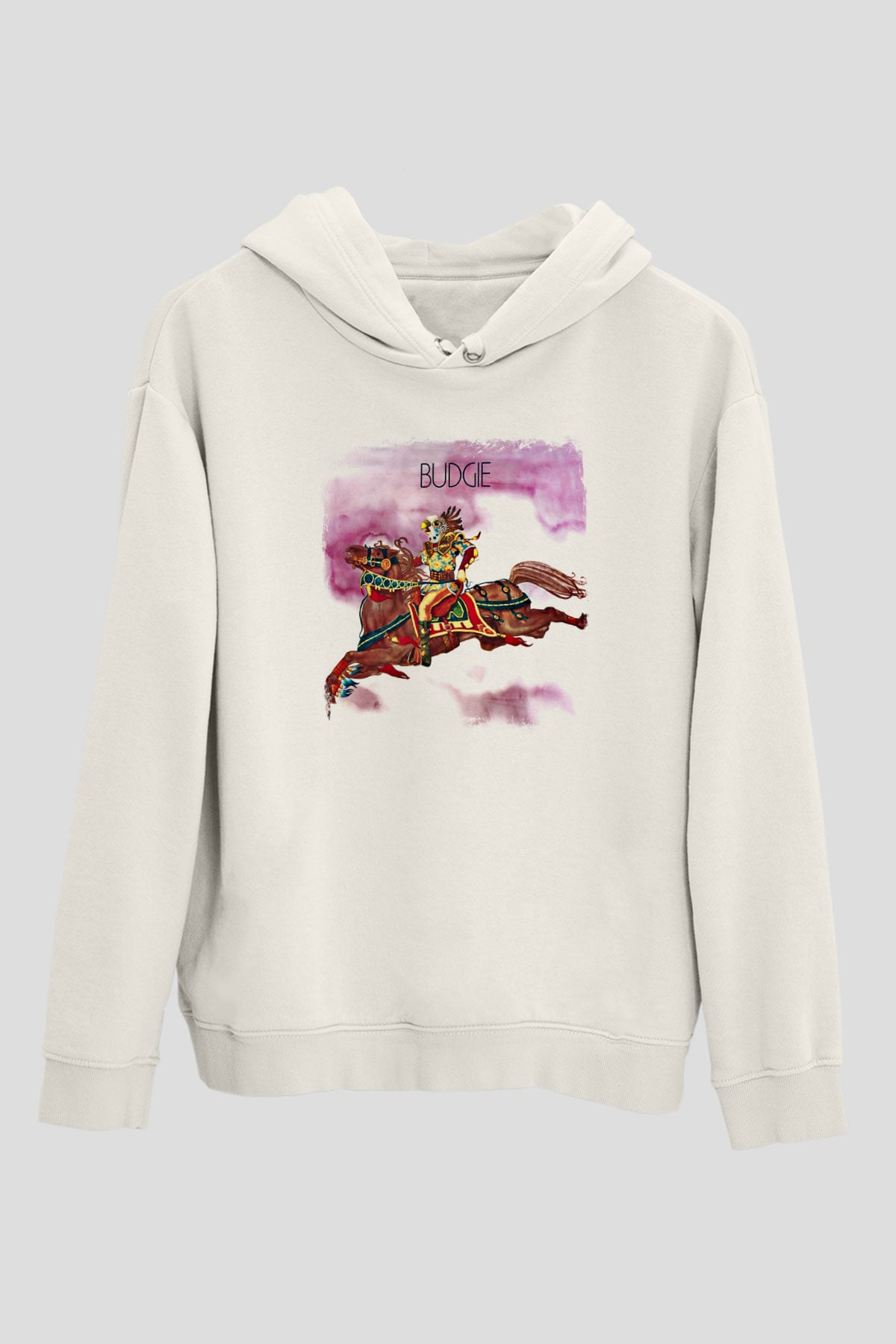 Budgie Baskılı Unisex Beyaz Hoodie