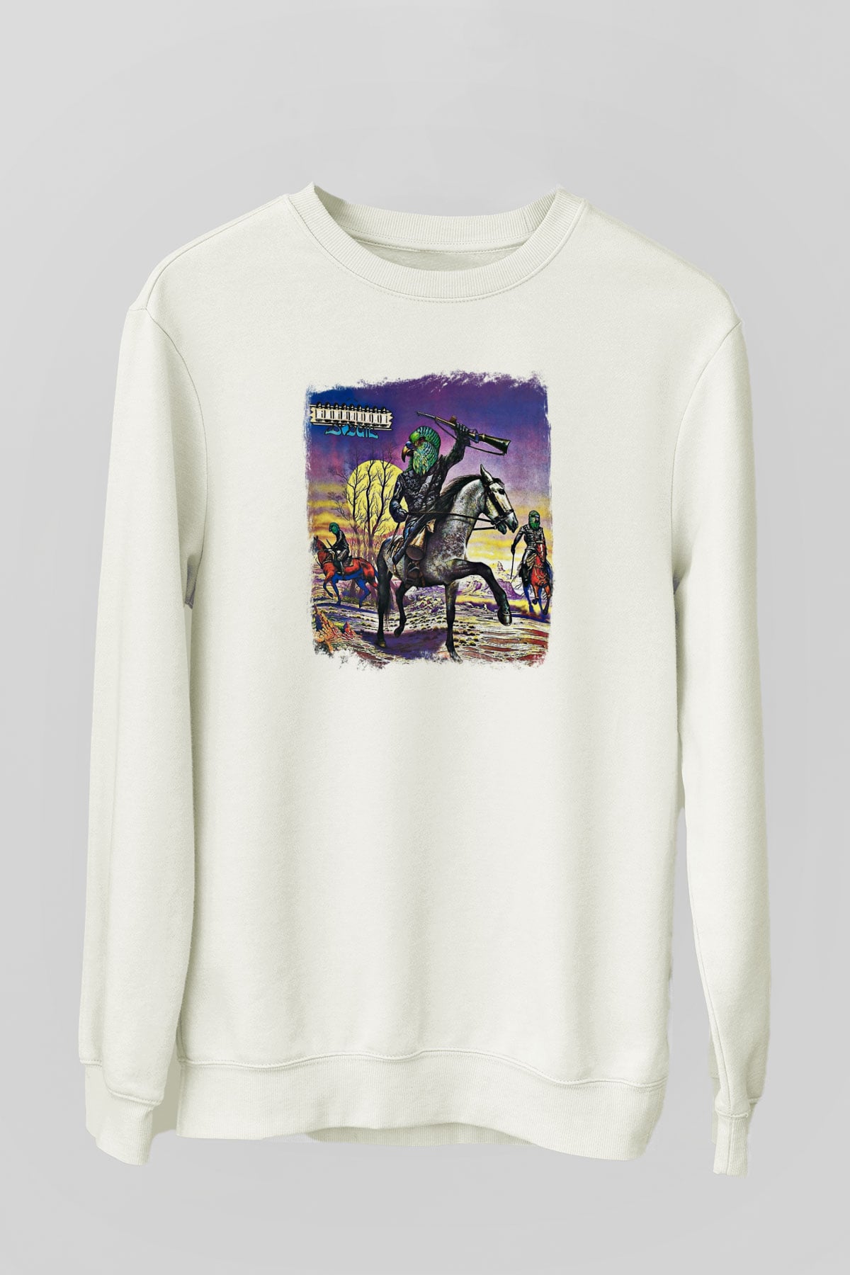 Budgie Baskılı Unisex Beyaz Sweatshirt