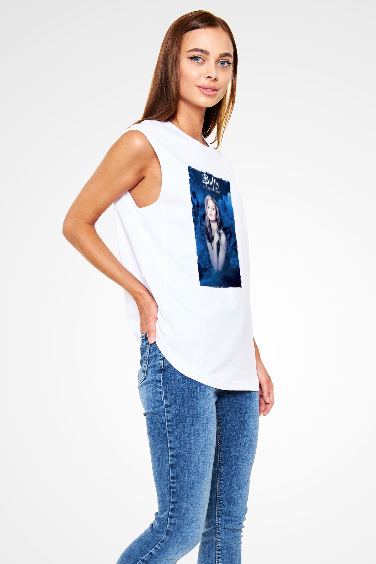 Buffy the Vampire Slayer Beyaz Unisex Kolsuz Tişört