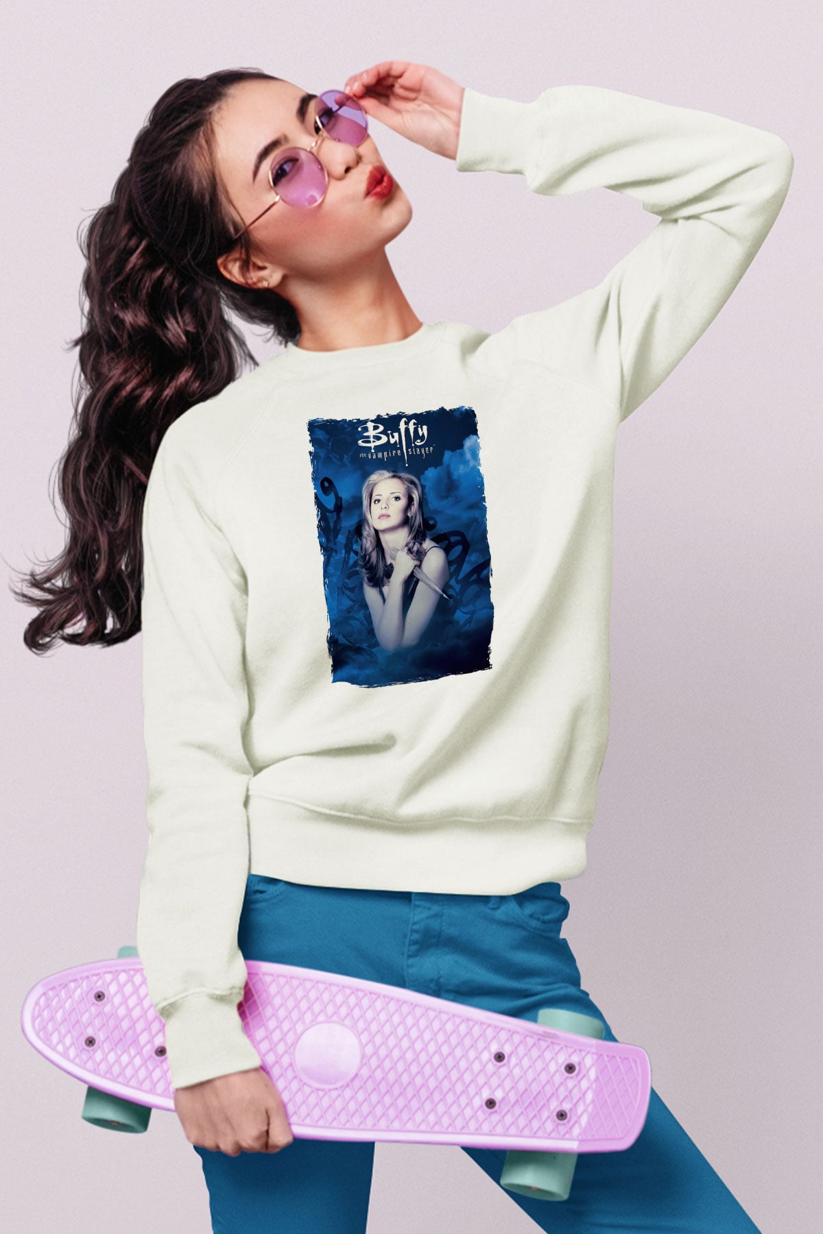 Buffy the Vampire Slayer Beyaz Unisex Sweatshirt