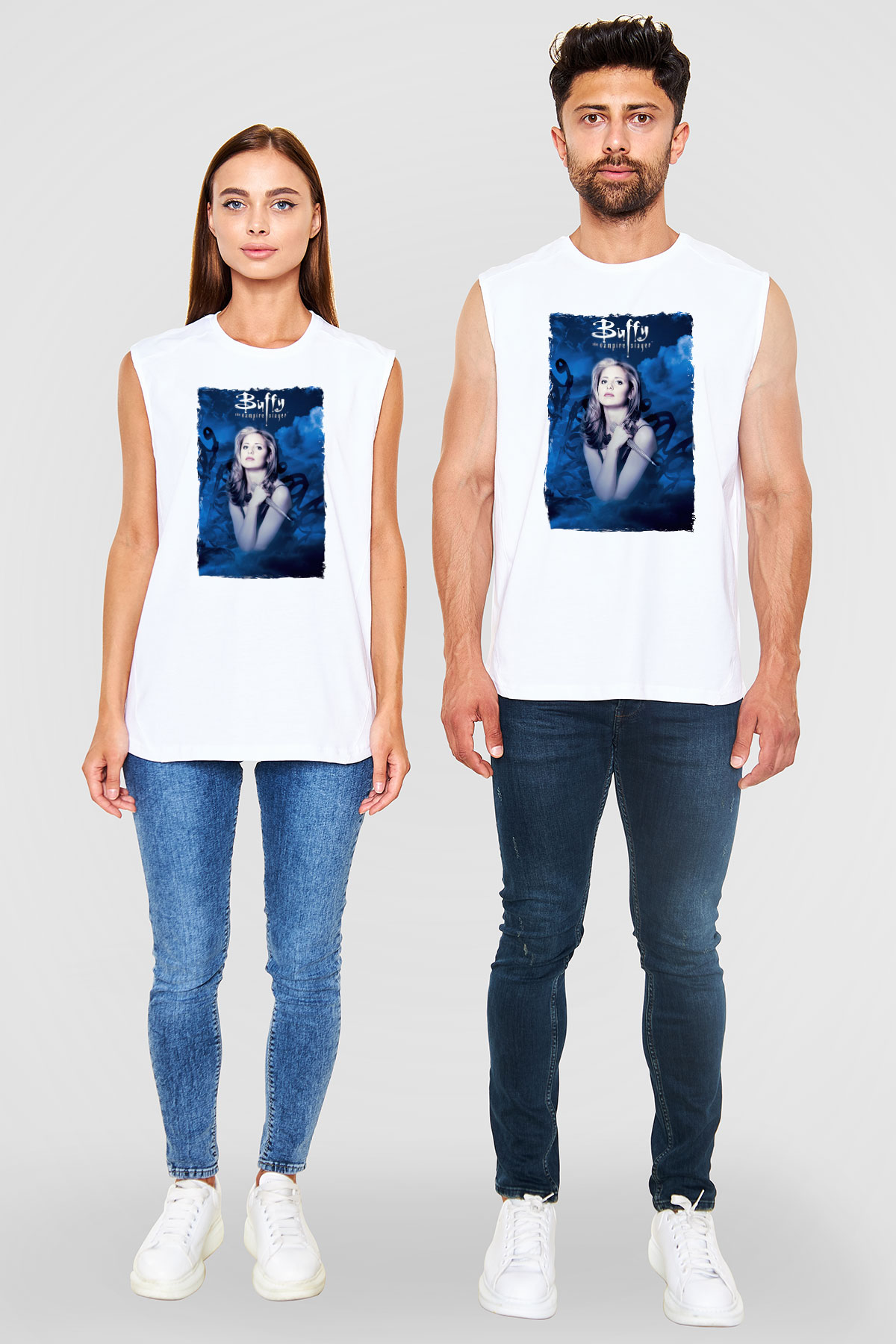 Buffy the Vampire Slayer Beyaz Unisex Kolsuz Tişört