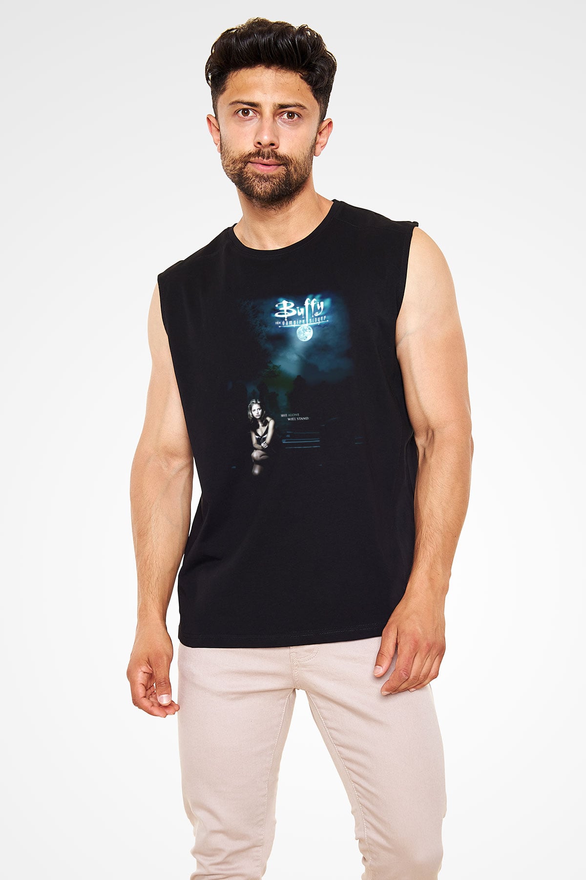 Buffy the Vampire Slayer Siyah Unisex Kolsuz Tişört