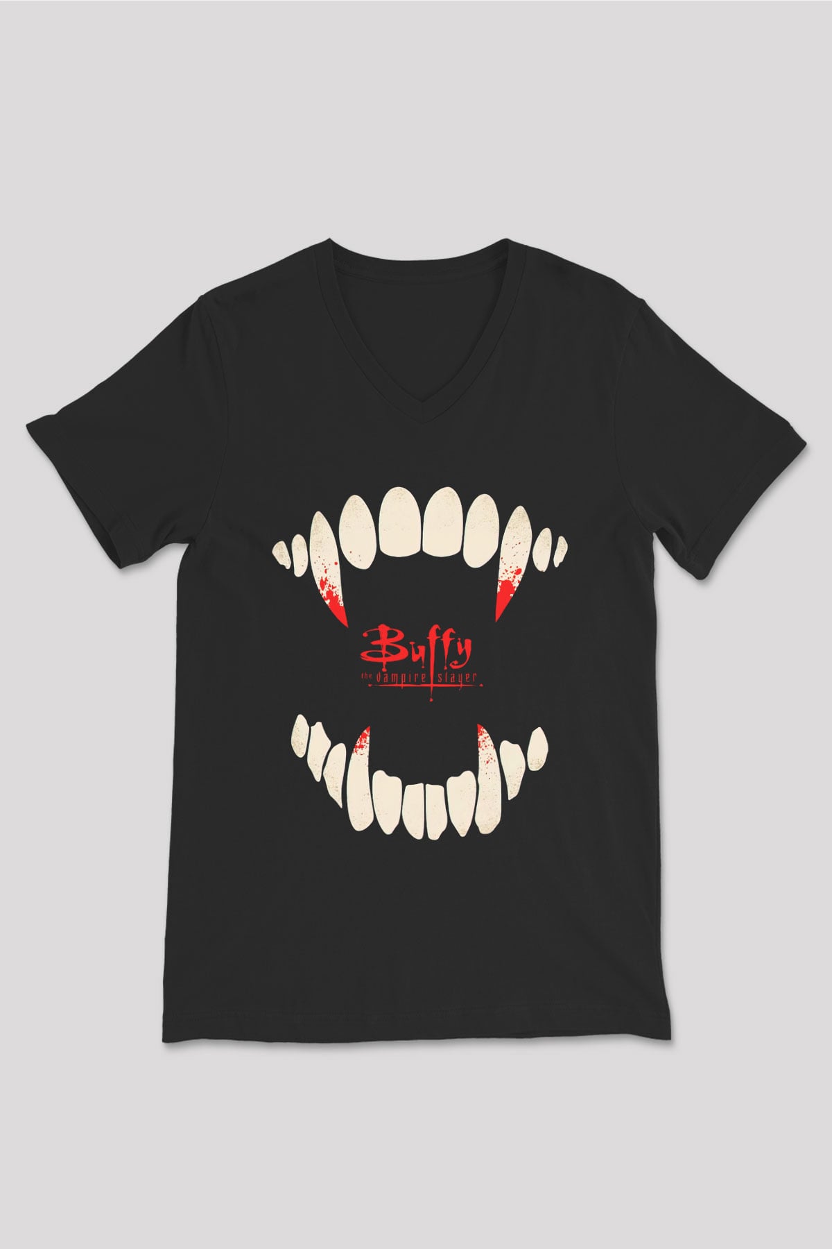 Buffy the Vampire Slayer Siyah Unisex V Yaka Tişört