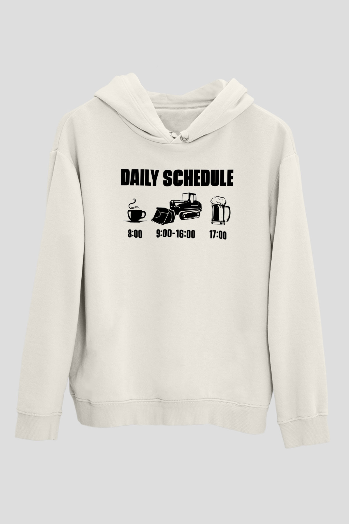 Buldozer operatörü Beyaz Unisex Kapüşonlu Sweatshirt