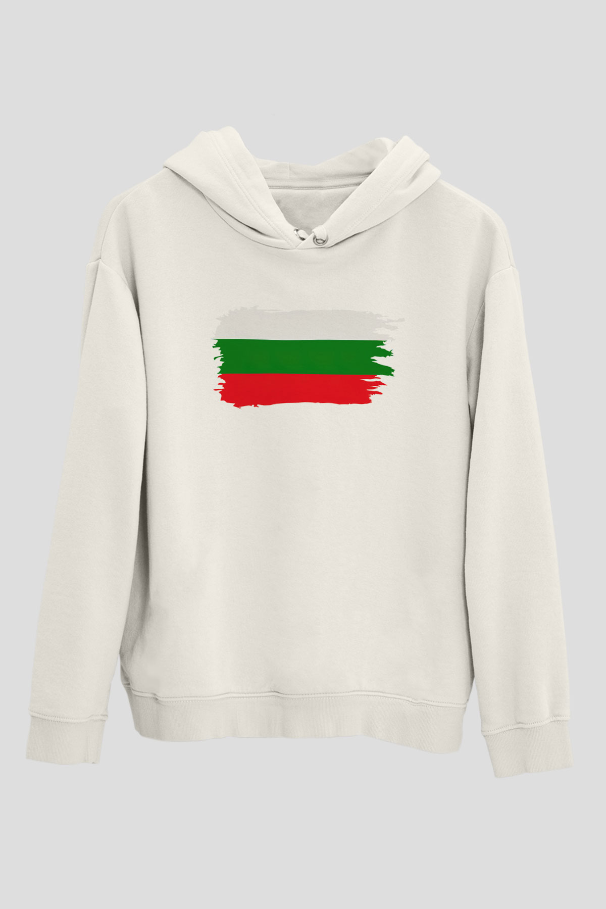 Bulgaristan Beyaz Unisex Kapşonlu Sweatshirt