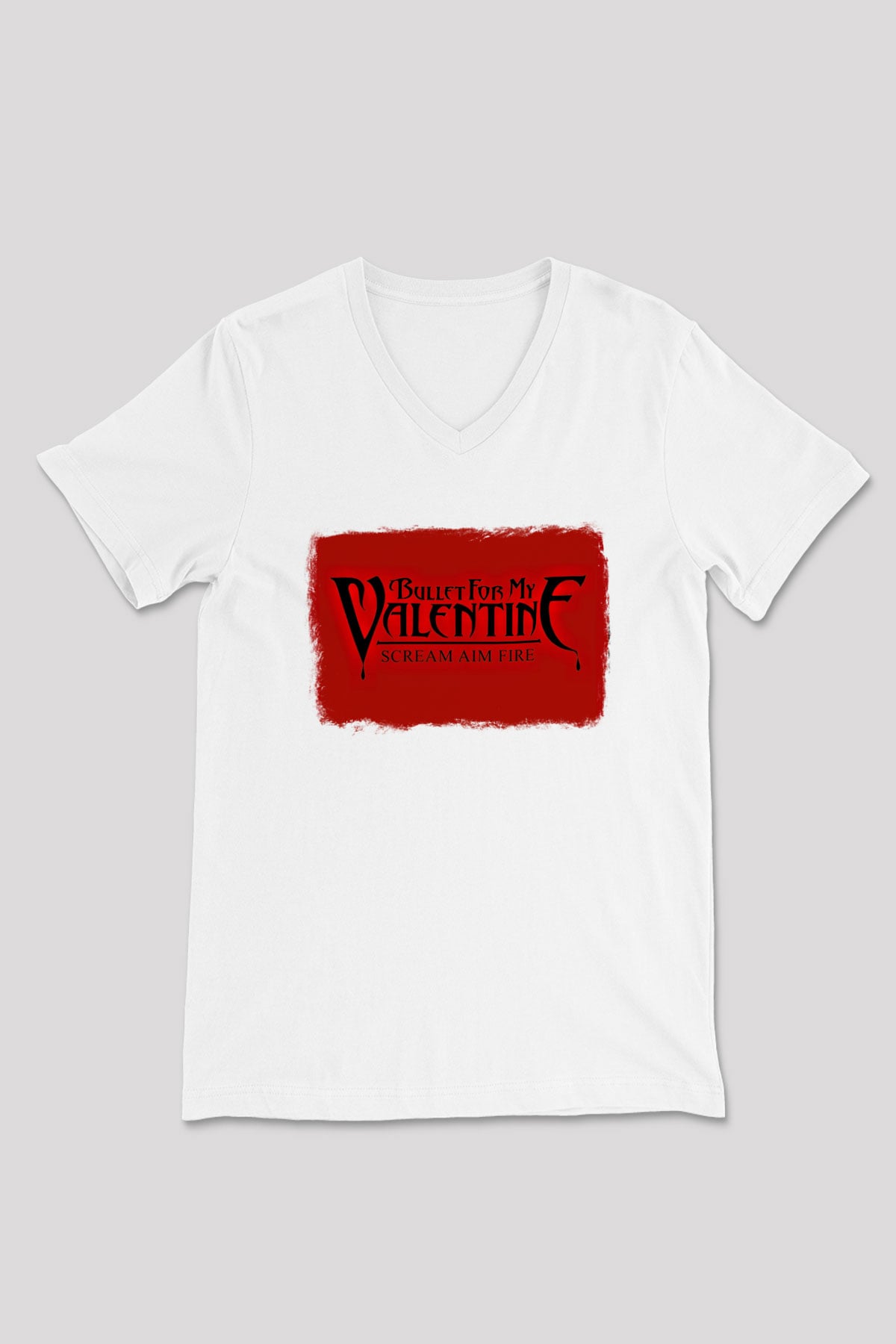 Bullet for My Valentine Baskılı Unisex Beyaz V Yaka Tişört