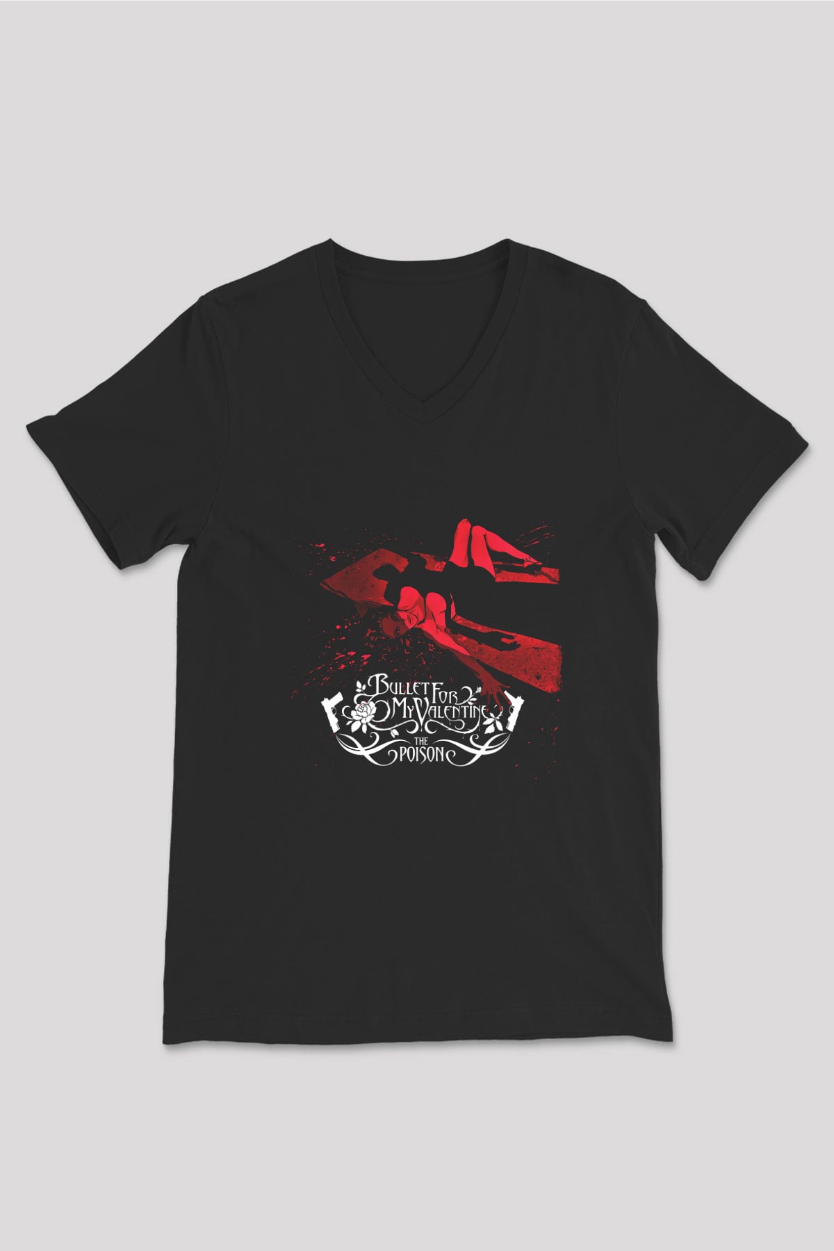 Bullet for My Valentine Baskılı Unisex Siyah V Yaka Tişört