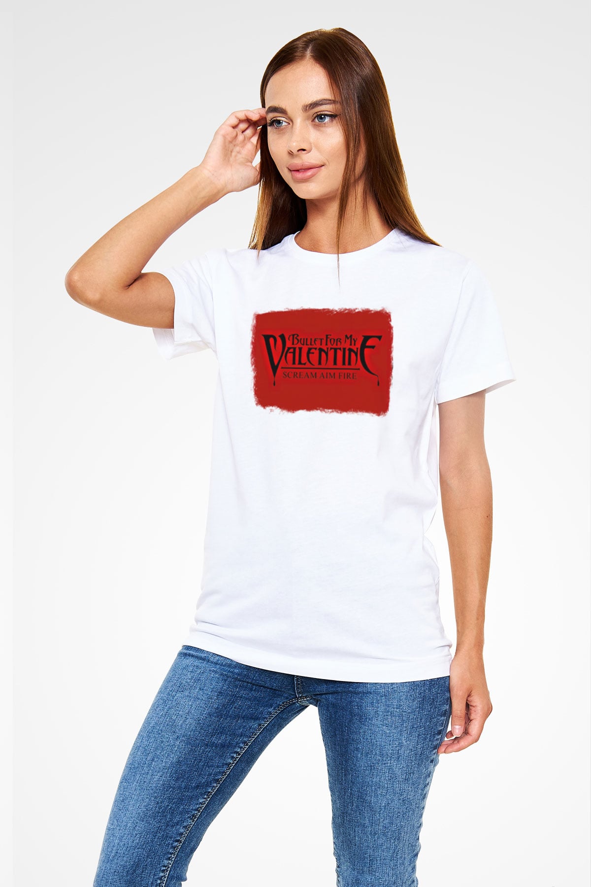 Bullet for My Valentine Baskılı Unisex Beyaz Tişört