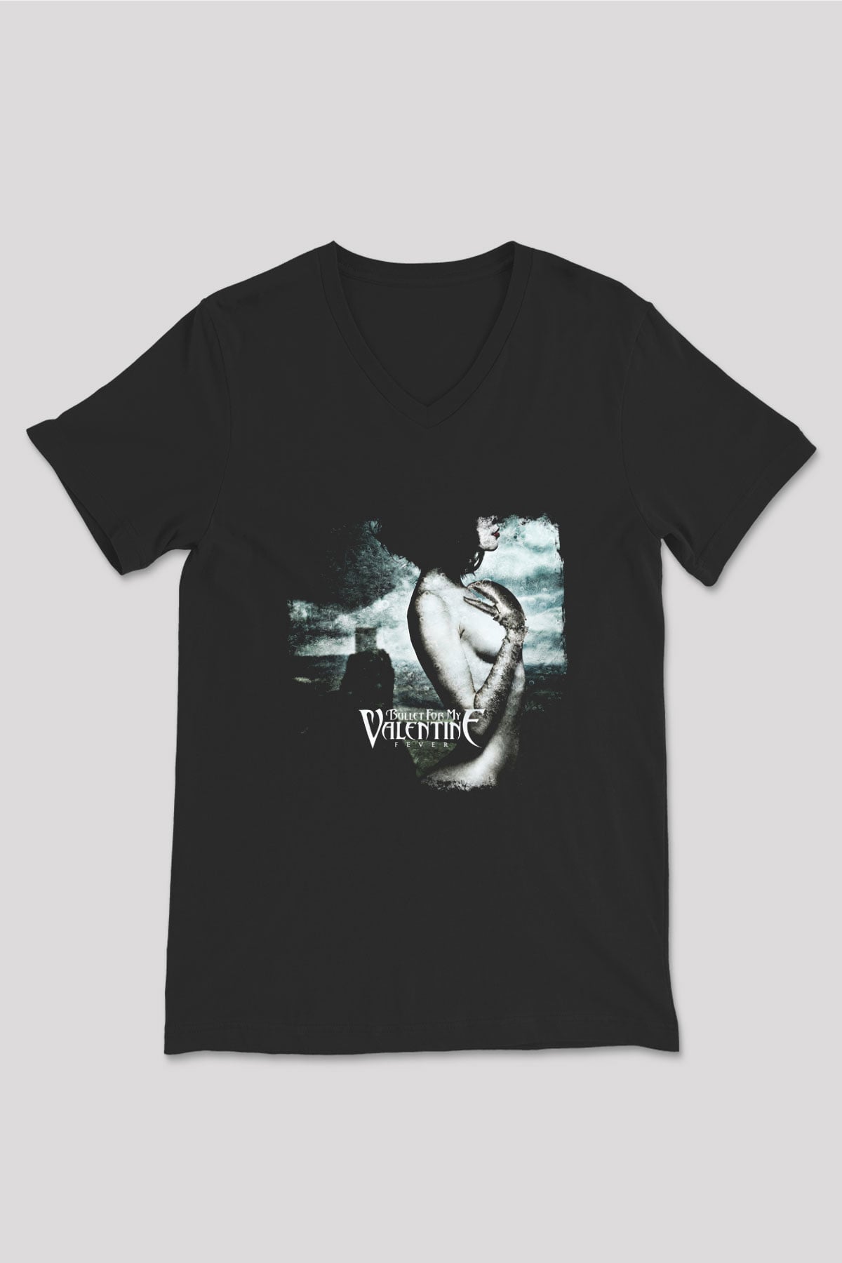 Bullet for My Valentine Baskılı Unisex Siyah V Yaka Tişört