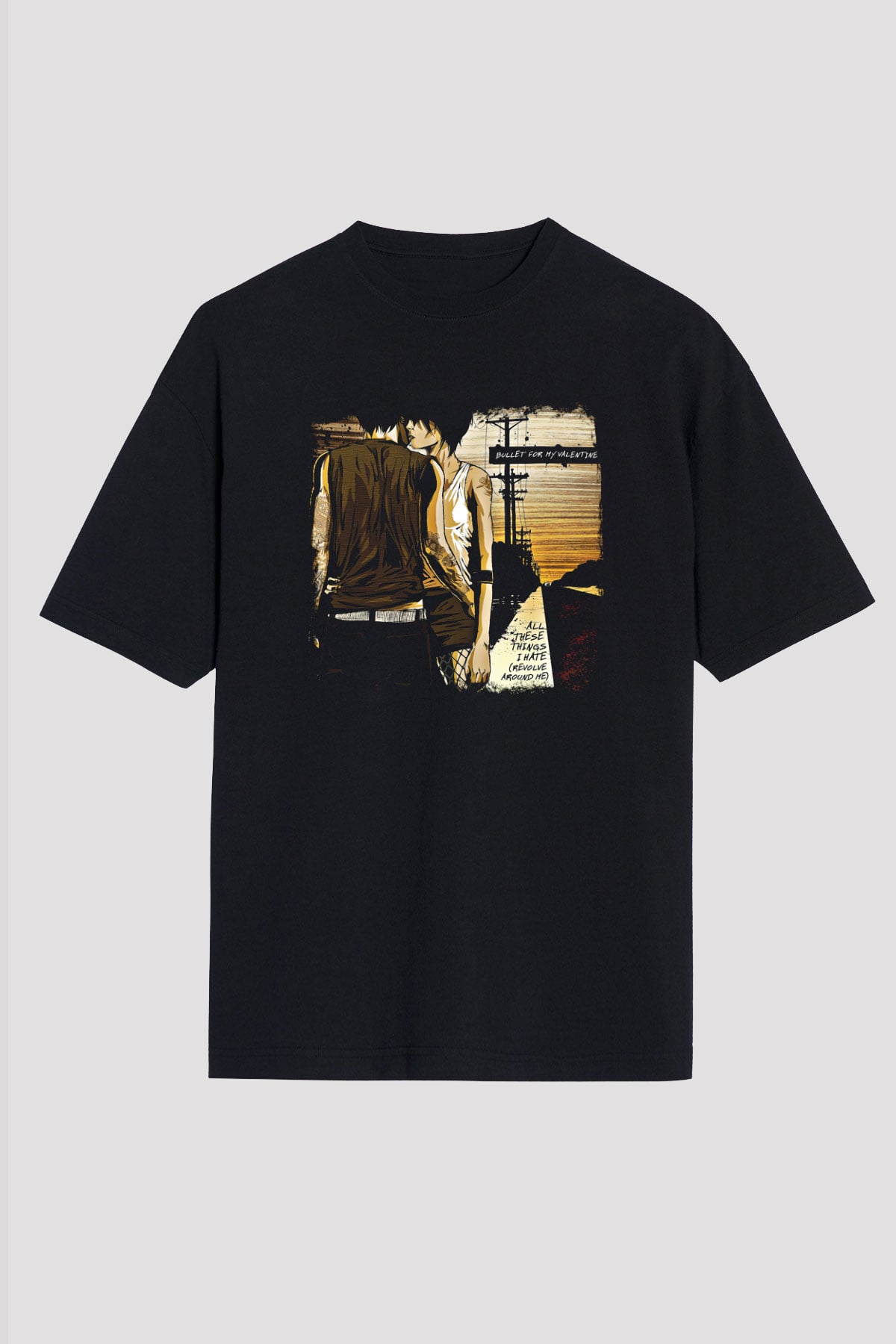 Bullet for My Valentine Baskılı Unisex Siyah Oversize Tişört