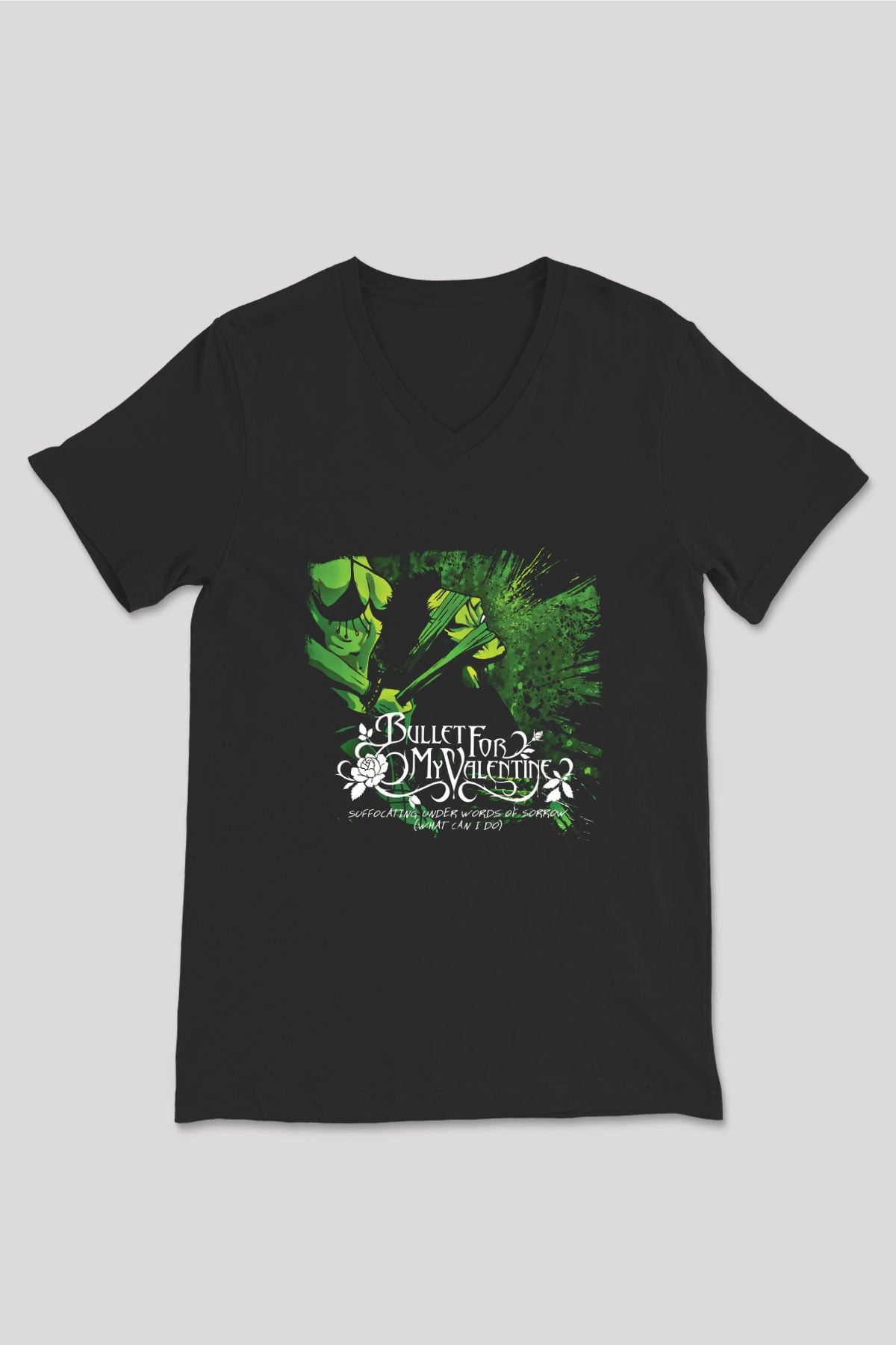Bullet for My Valentine Baskılı Unisex Siyah V Yaka Tişört