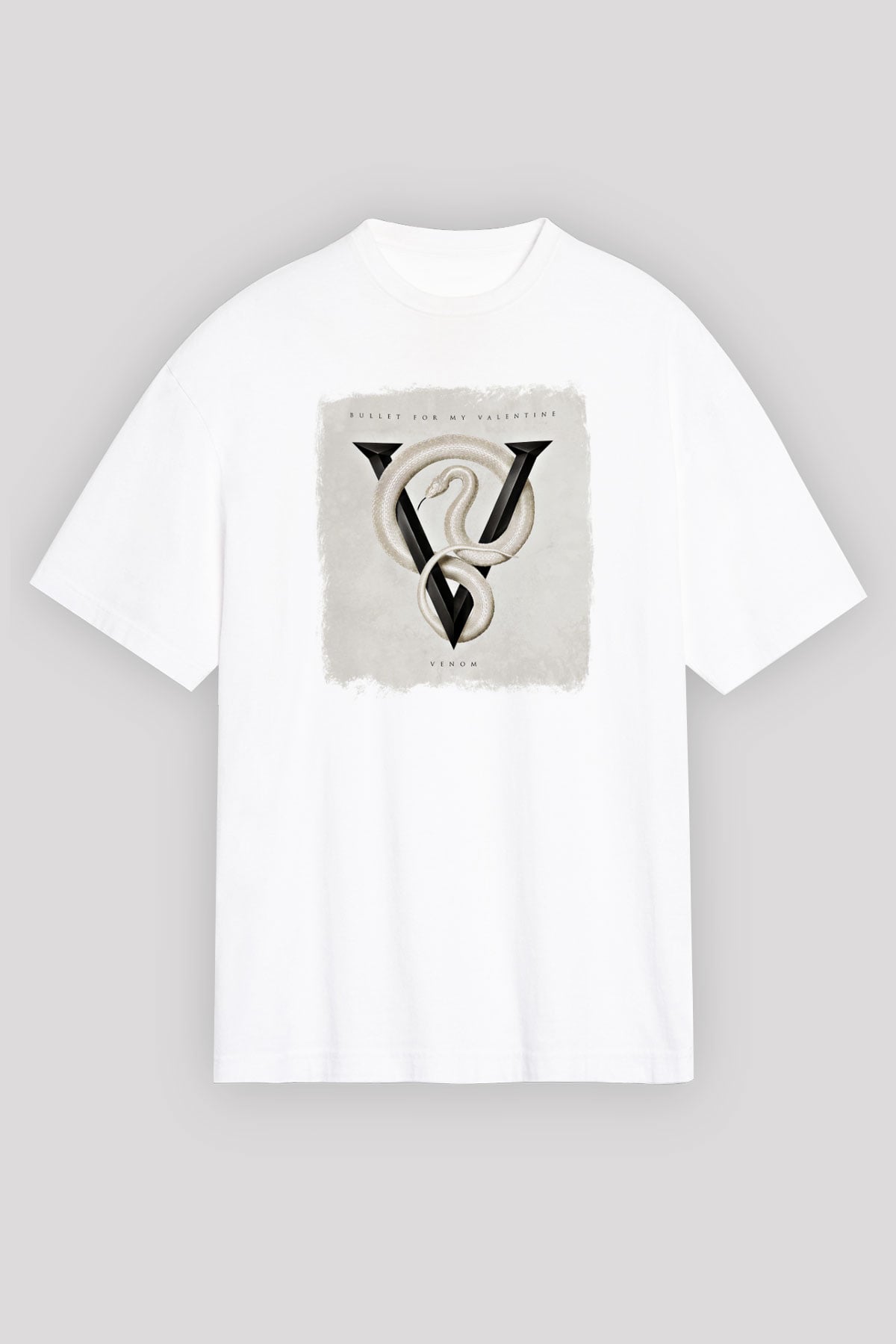 Bullet for My Valentine Baskılı Unisex Beyaz Oversize Tişört