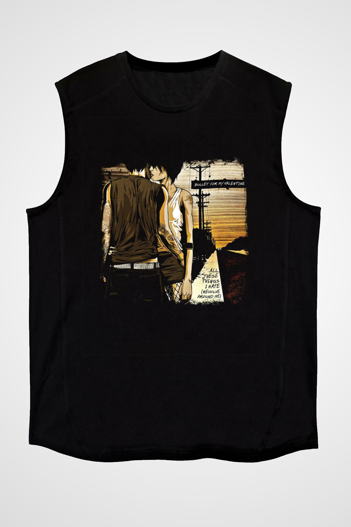 Bullet for My Valentine Baskılı Unisex Siyah Kolsuz Tişört