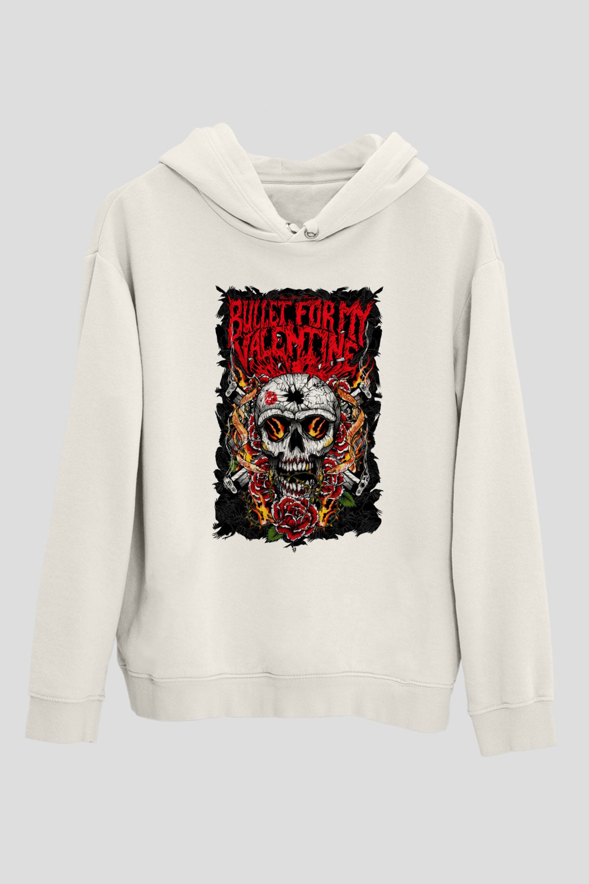 Bullet for My Valentine Beyaz Unisex Kapşonlu Sweatshirt