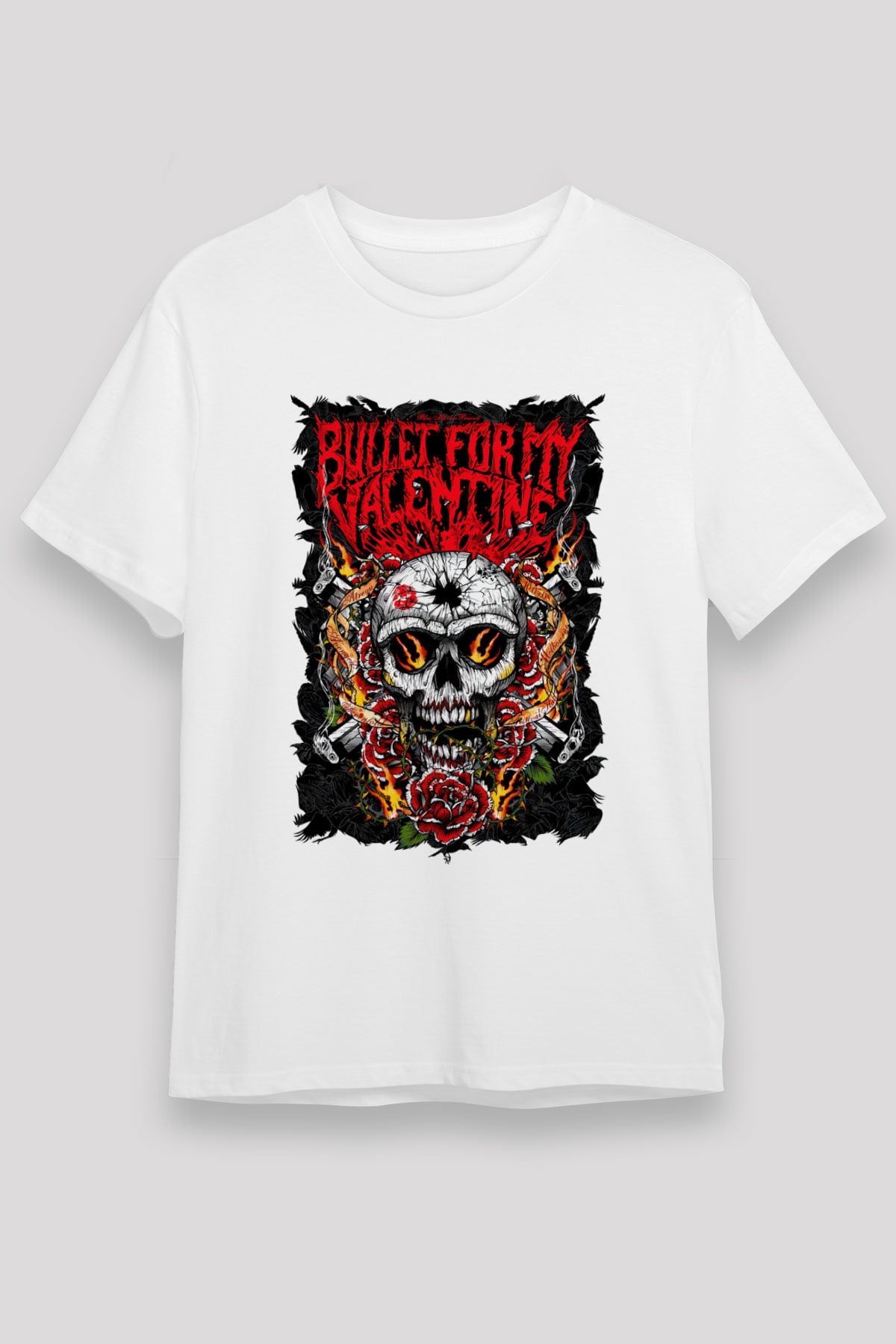 Bullet for My Valentine Beyaz Unisex Tişört T-Shirt - TişörtFabrikası