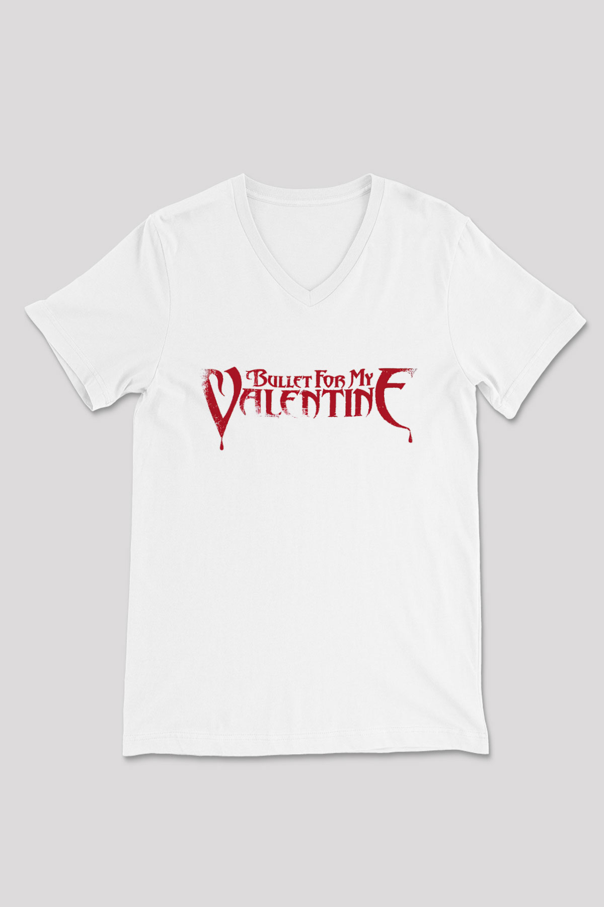 Bullet for My Valentine Beyaz Unisex V Yaka Tişört T-Shirt