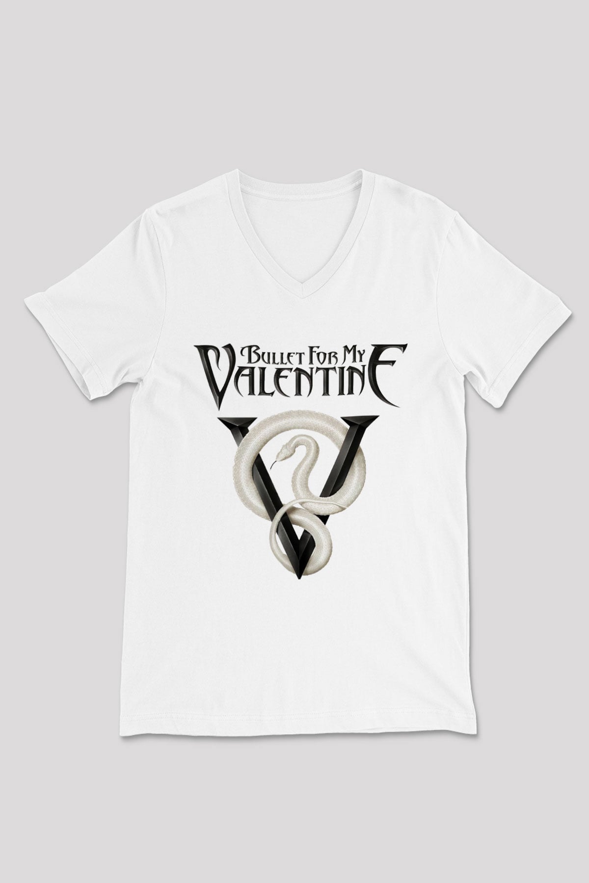 Bullet for My Valentine Beyaz Unisex V Yaka Tişört T-Shirt