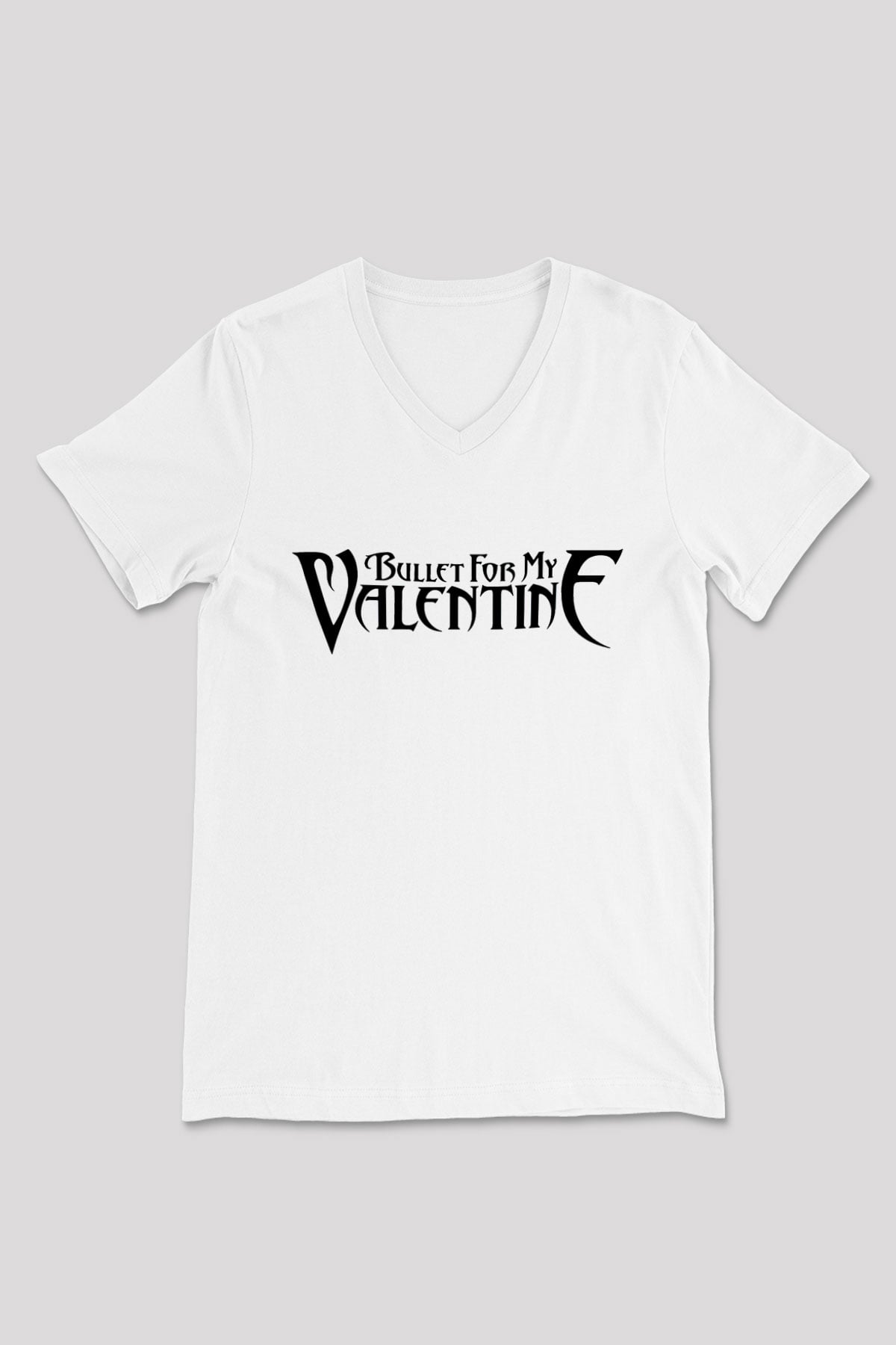 Bullet for My Valentine Beyaz Unisex V Yaka Tişört T-Shirt