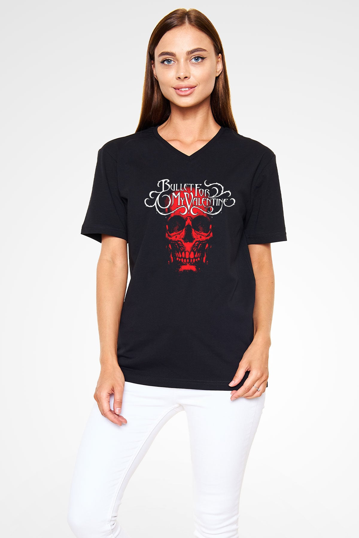 Bullet for My Valentine Siyah Unisex V Yaka Tişört T-Shirt