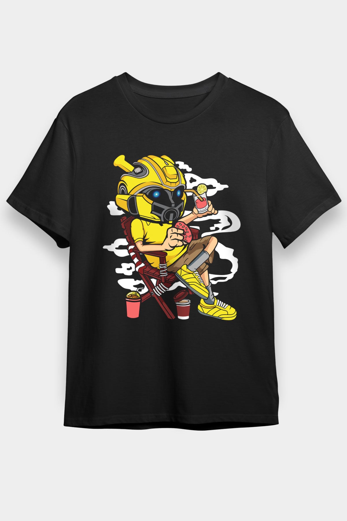 Bumble Bee Holiday Baskılı Unisex Siyah Tişört