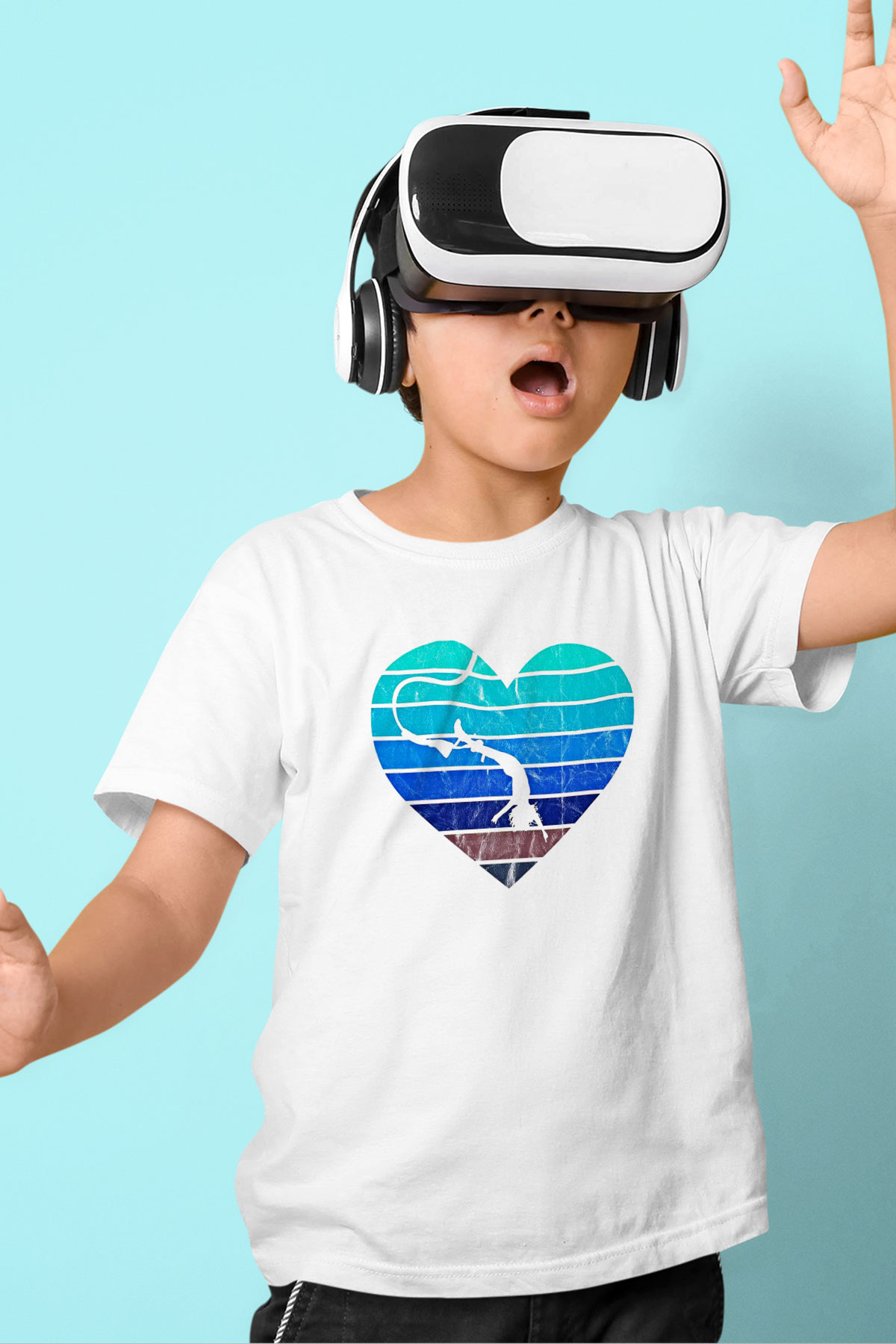 Bungee Jumping Baskılı Unisex Beyaz Çocuk Tişört - Tshirt