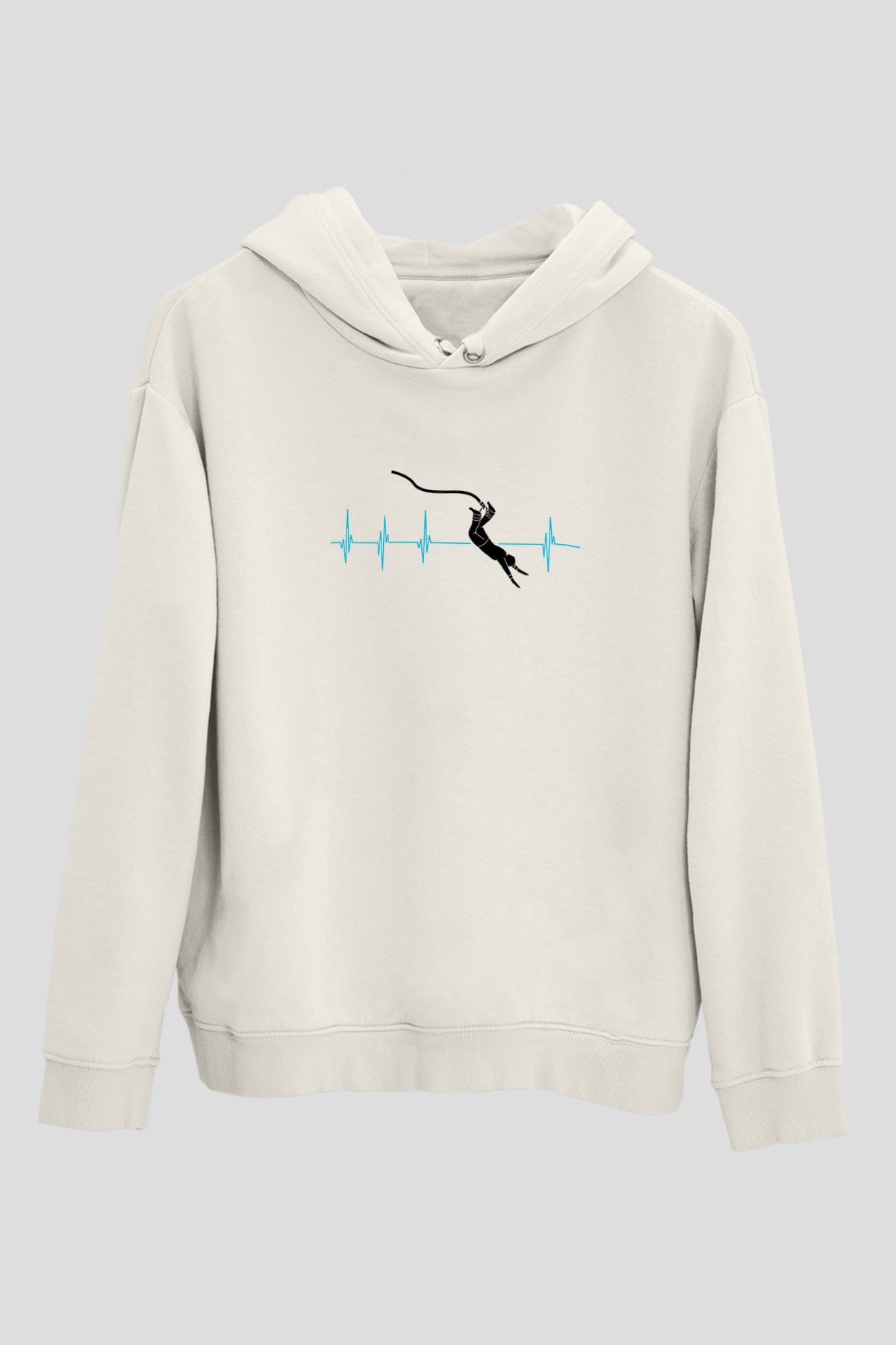 Bungee Jumping Baskılı Unisex Ekru Hoodie