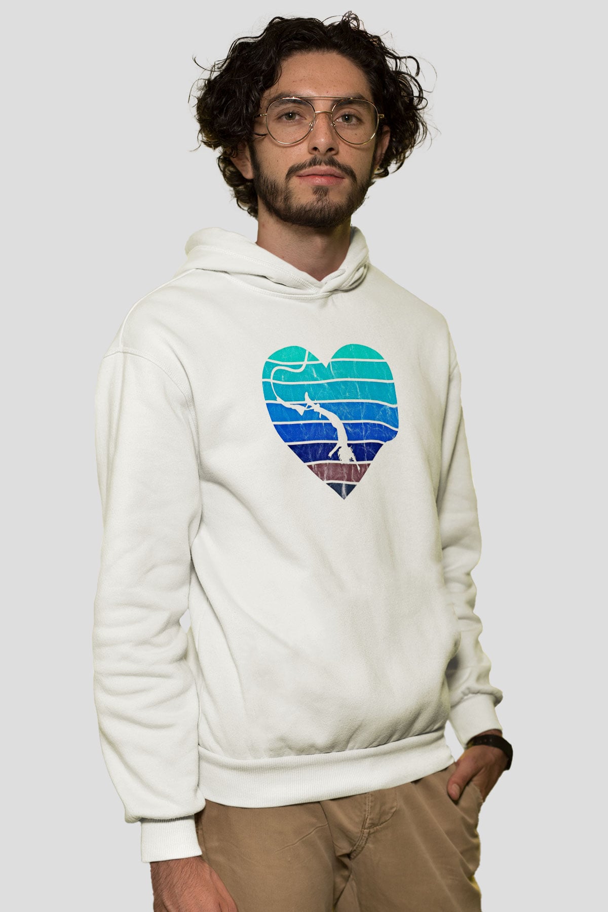 Bungee Jumping Baskılı Unisex Ekru Hoodie
