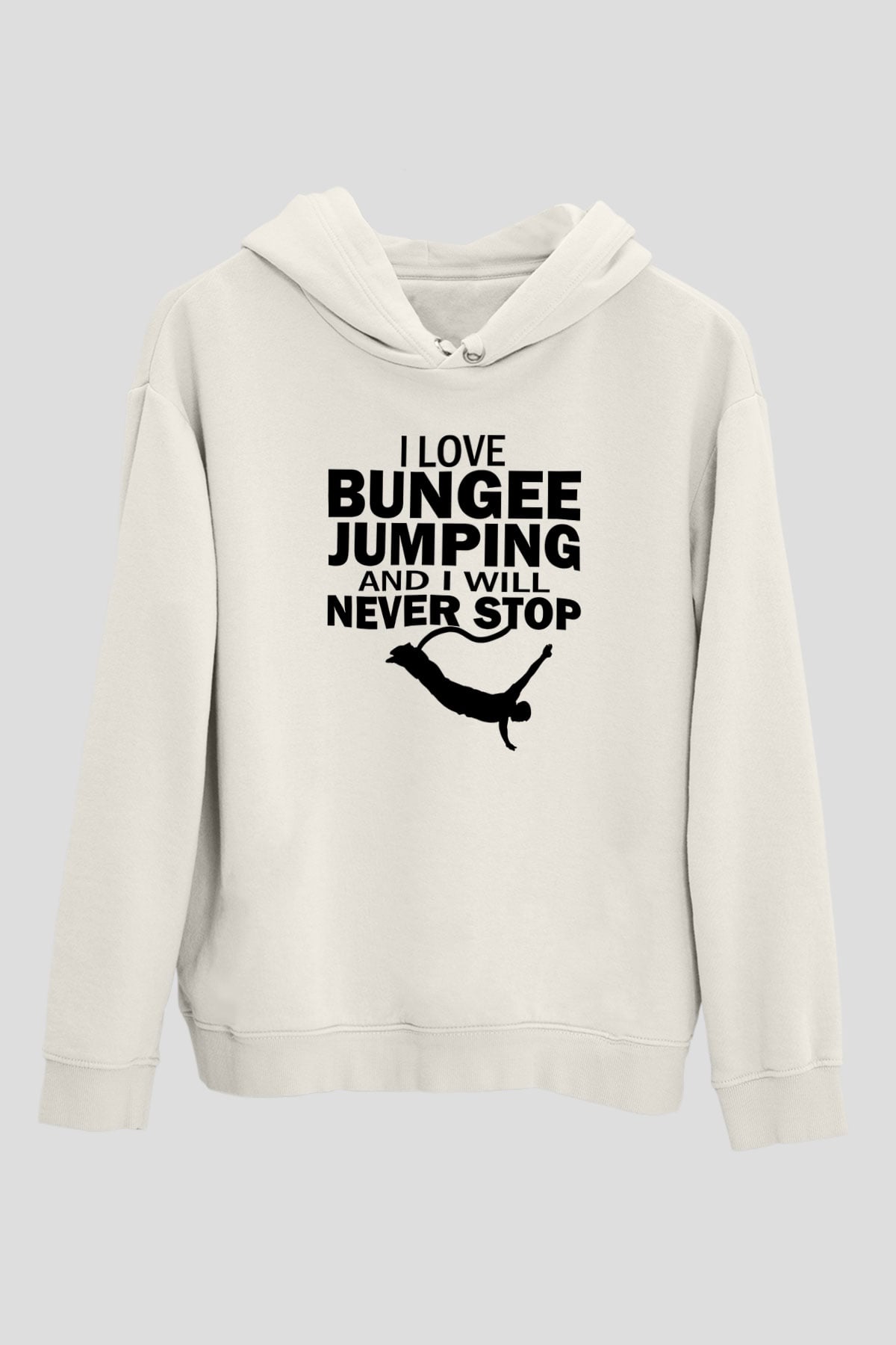 Bungee Jumping Baskılı Unisex Ekru Hoodie