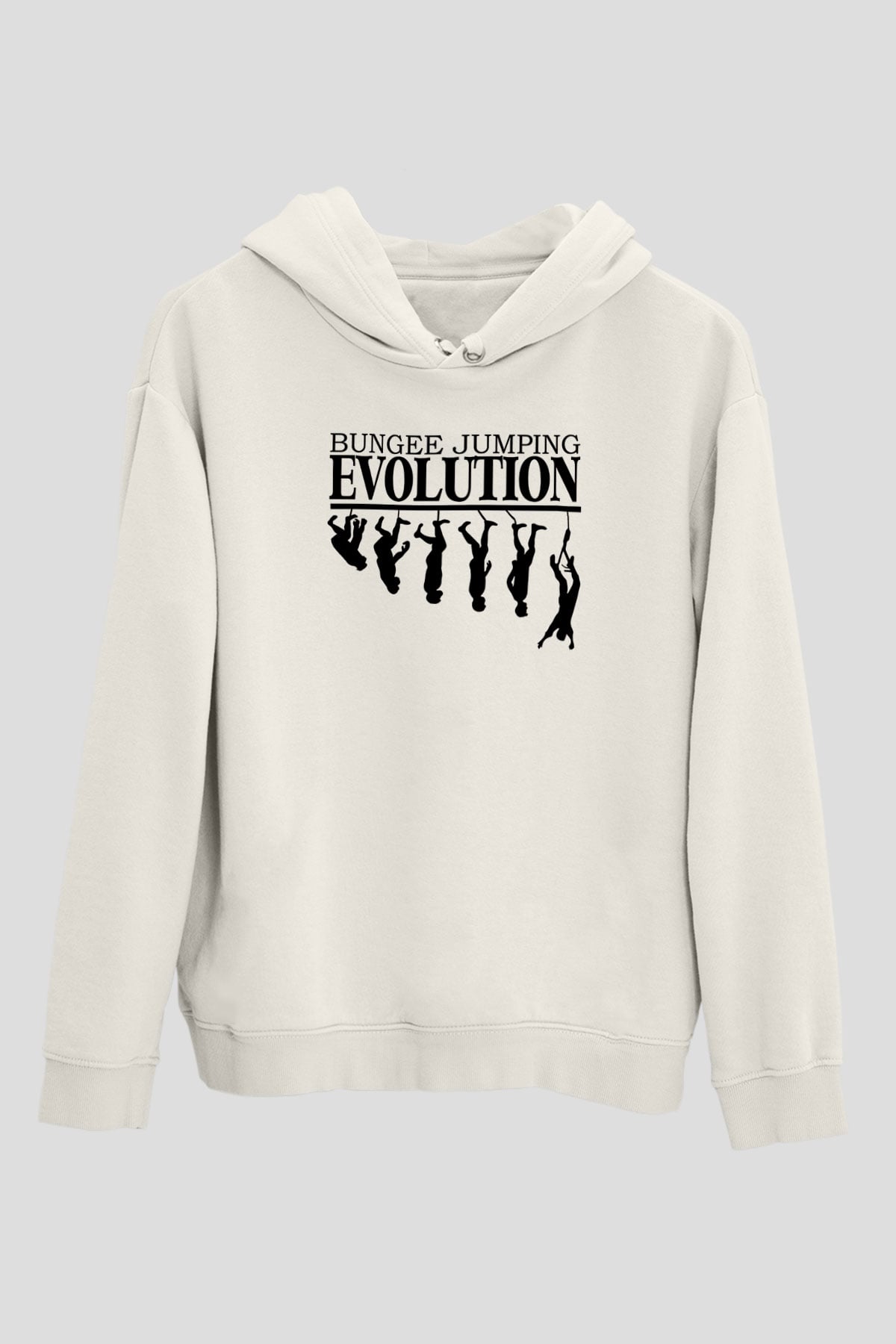 Bungee Jumping Baskılı Unisex Ekru Hoodie