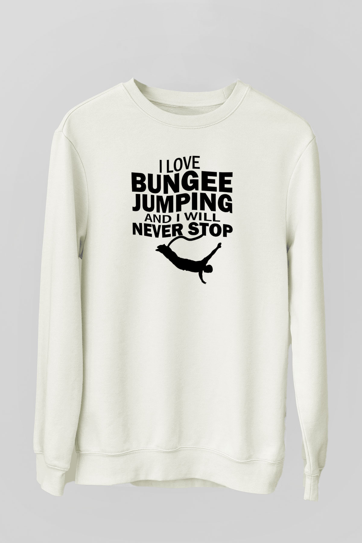 Bungee Jumping Baskılı Unisex Ekru Sweatshirt