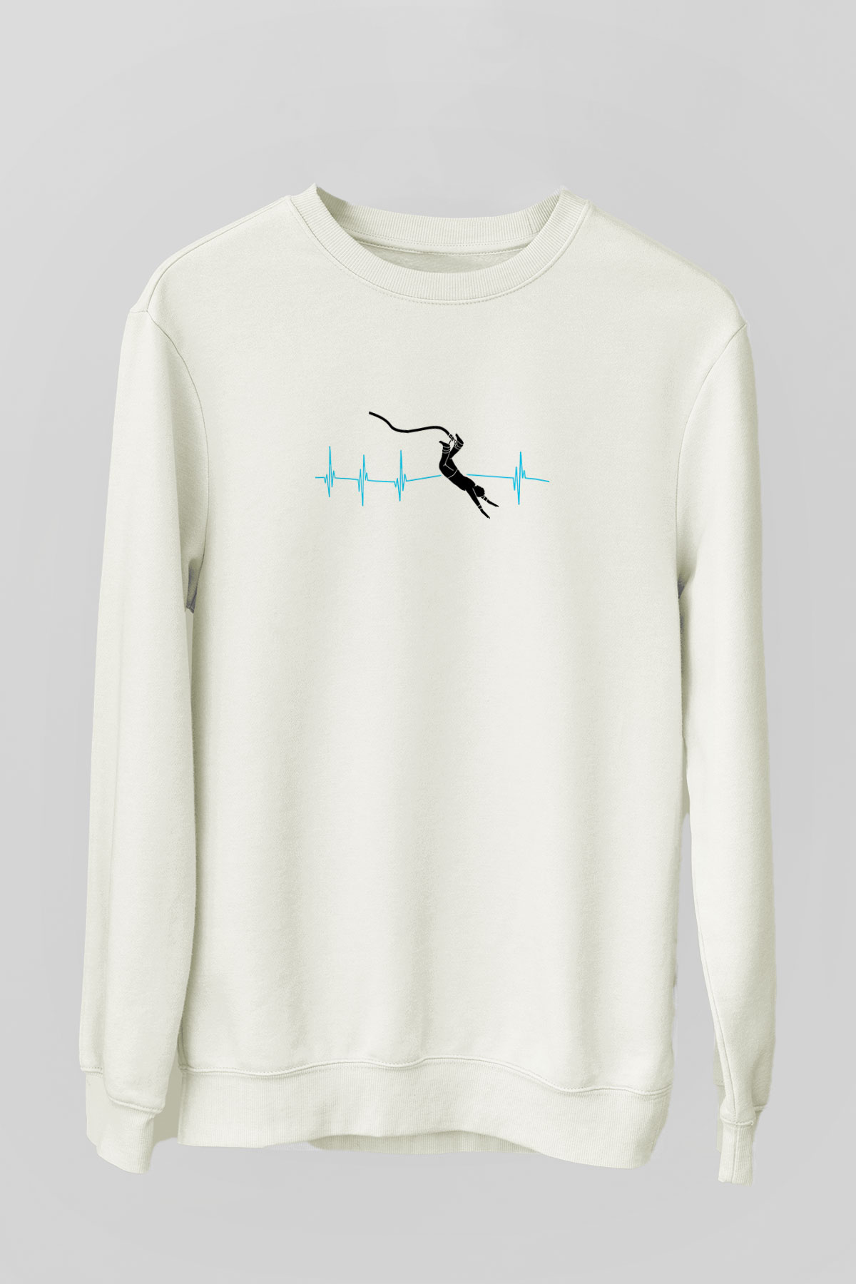 Bungee Jumping Baskılı Unisex Ekru Sweatshirt