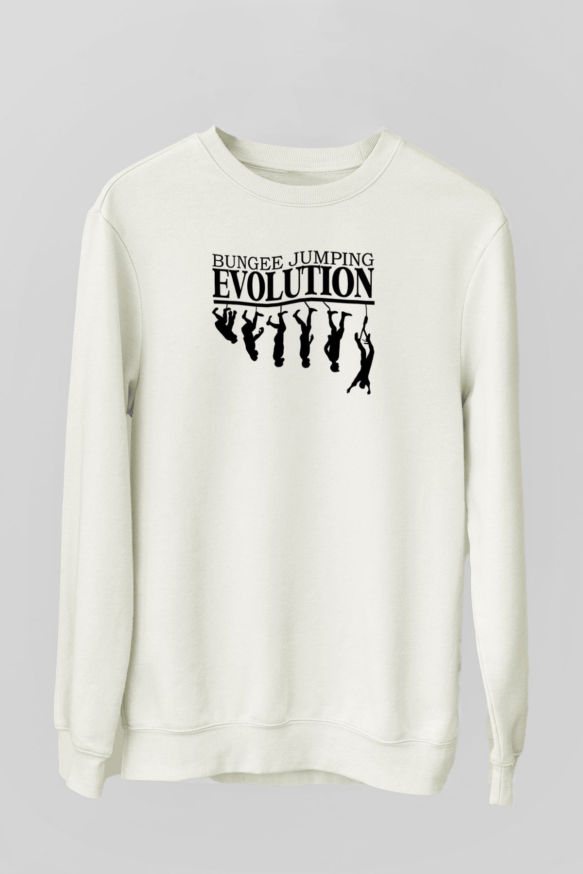 Bungee Jumping Baskılı Unisex Ekru Sweatshirt