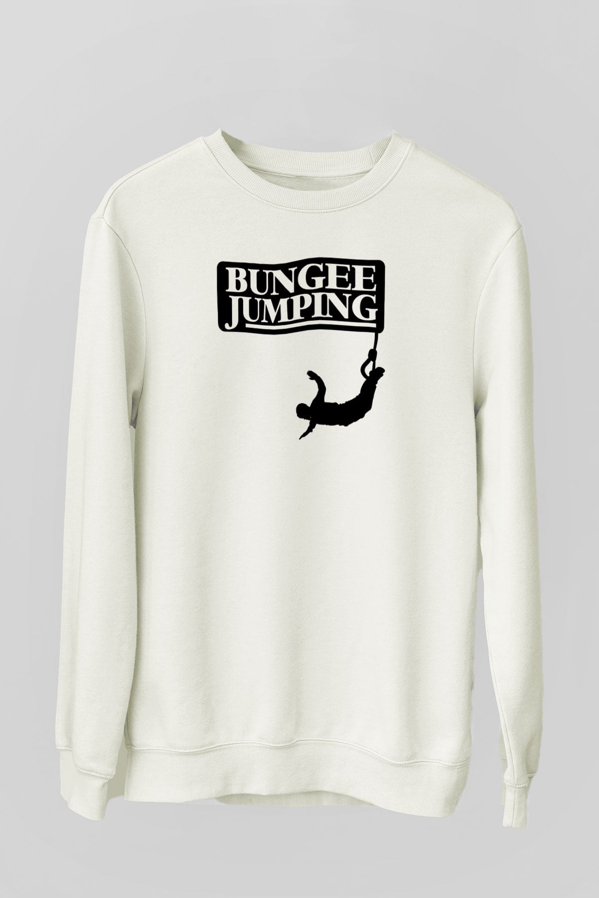 Bungee Jumping Baskılı Unisex Ekru Sweatshirt