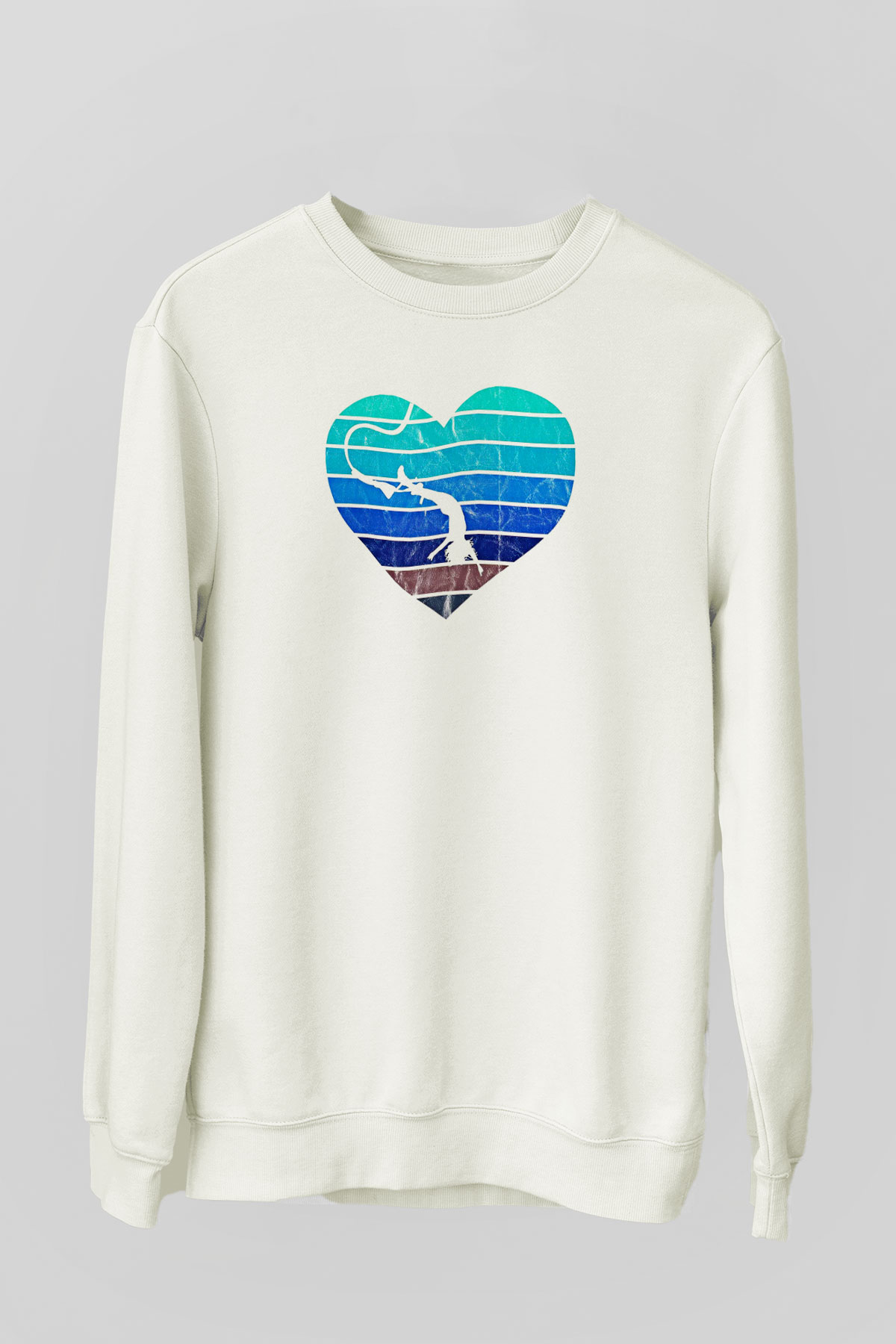 Bungee Jumping Baskılı Unisex Ekru Sweatshirt