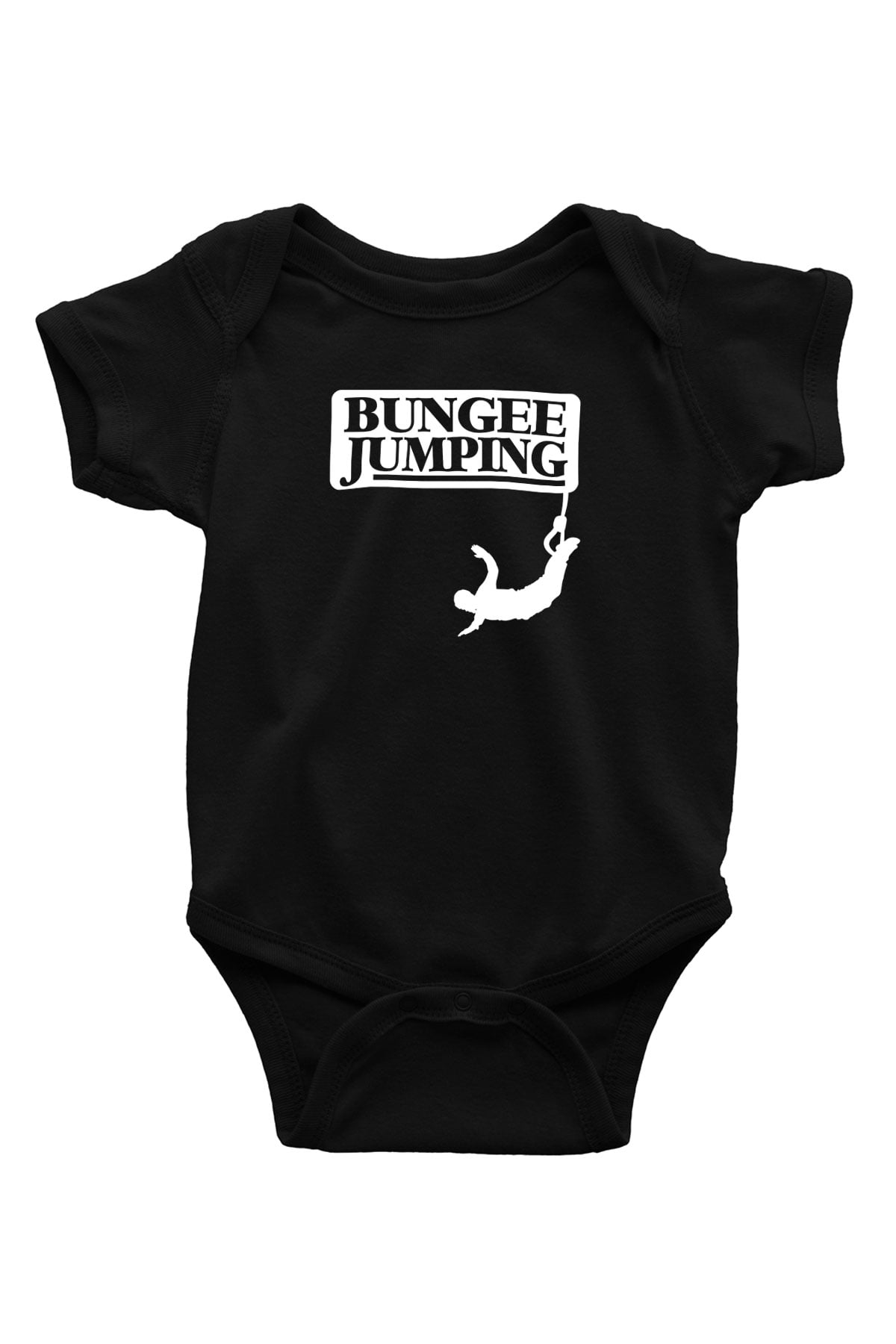 Bungee Jumping Baskılı Unisex Siyah Bebek Body - Zıbın