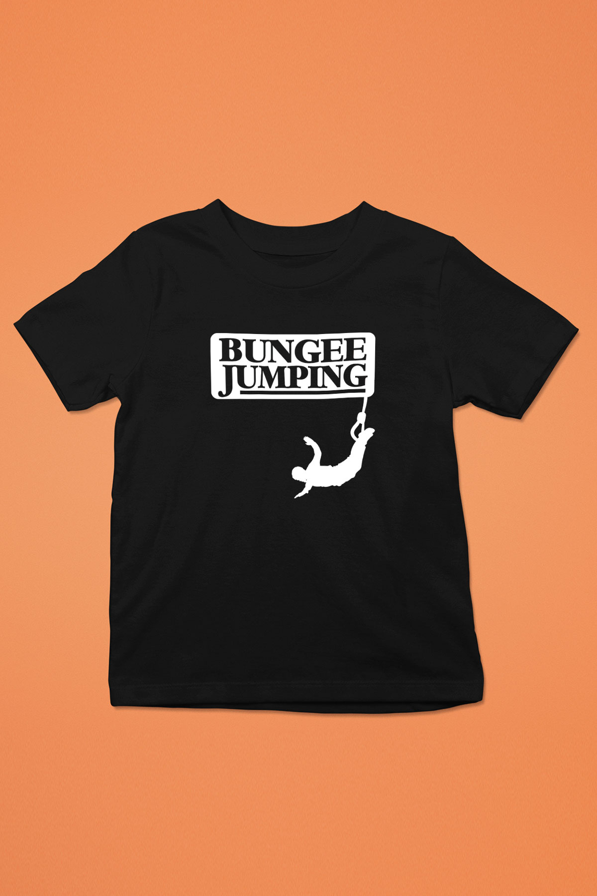 Bungee Jumping Baskılı Unisex Siyah Çocuk Tİşörtü - Tshirt