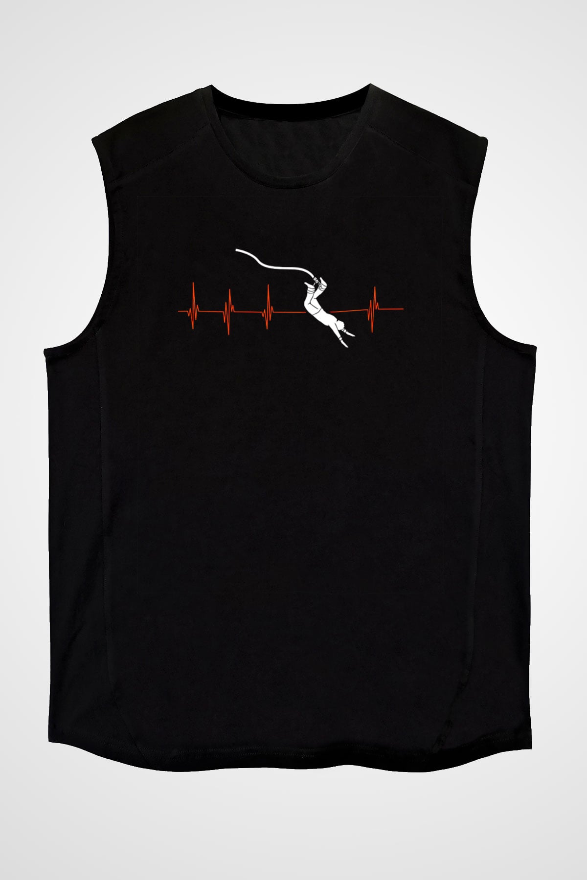 Bungee Jumping Baskılı Unisex Siyah Kolsuz Tişört