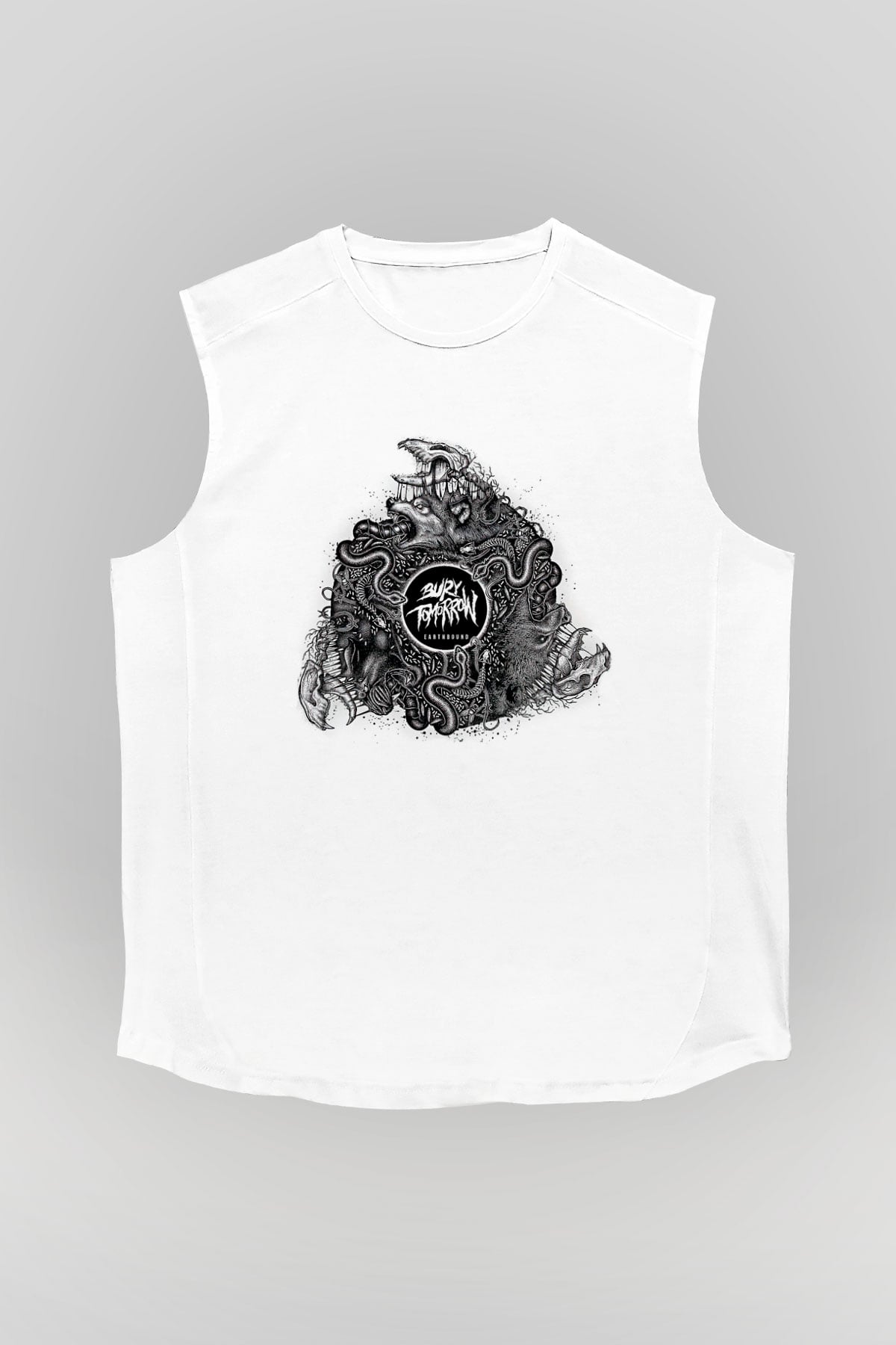 Bury Tomorrow Baskılı Beyaz Unisex Kolsuz Tişört - Tshirt