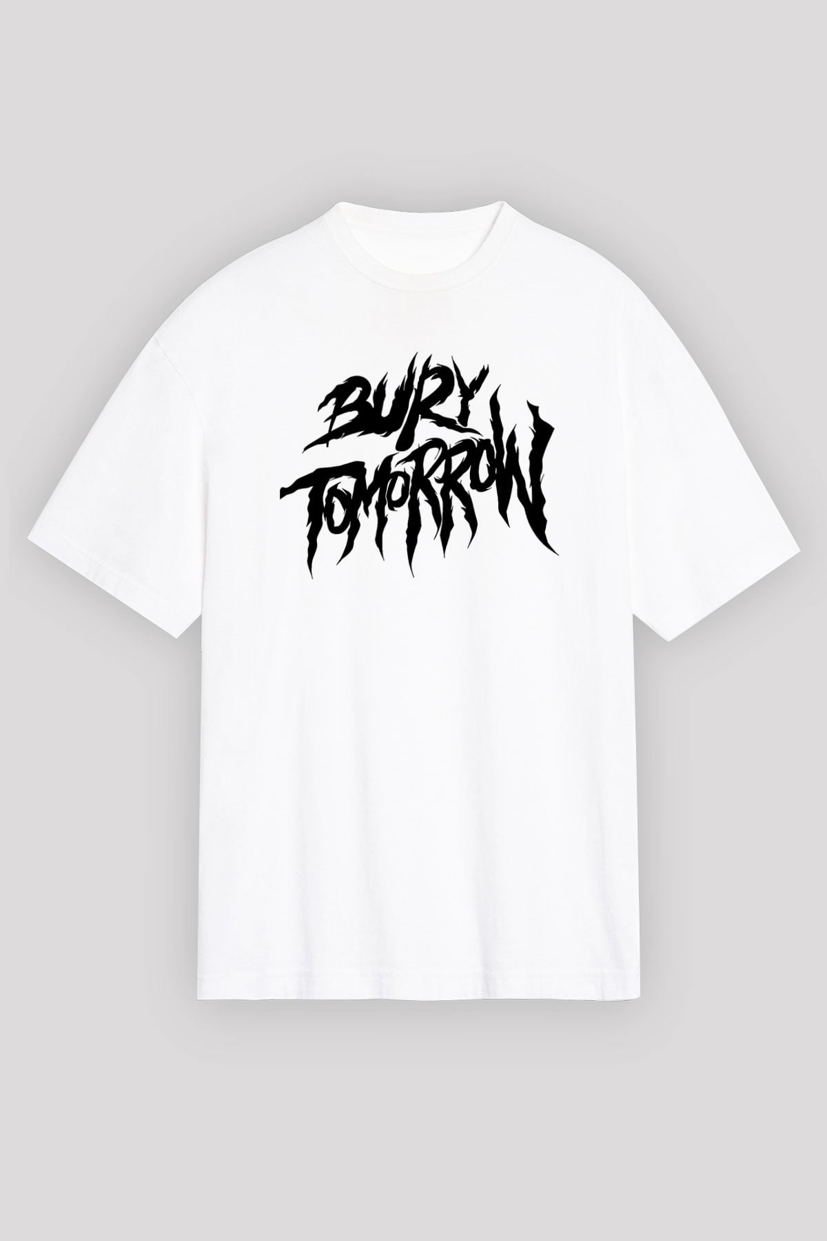 Bury Tomorrow Baskılı Beyaz Unisex Oversize Tişört - Tshirt