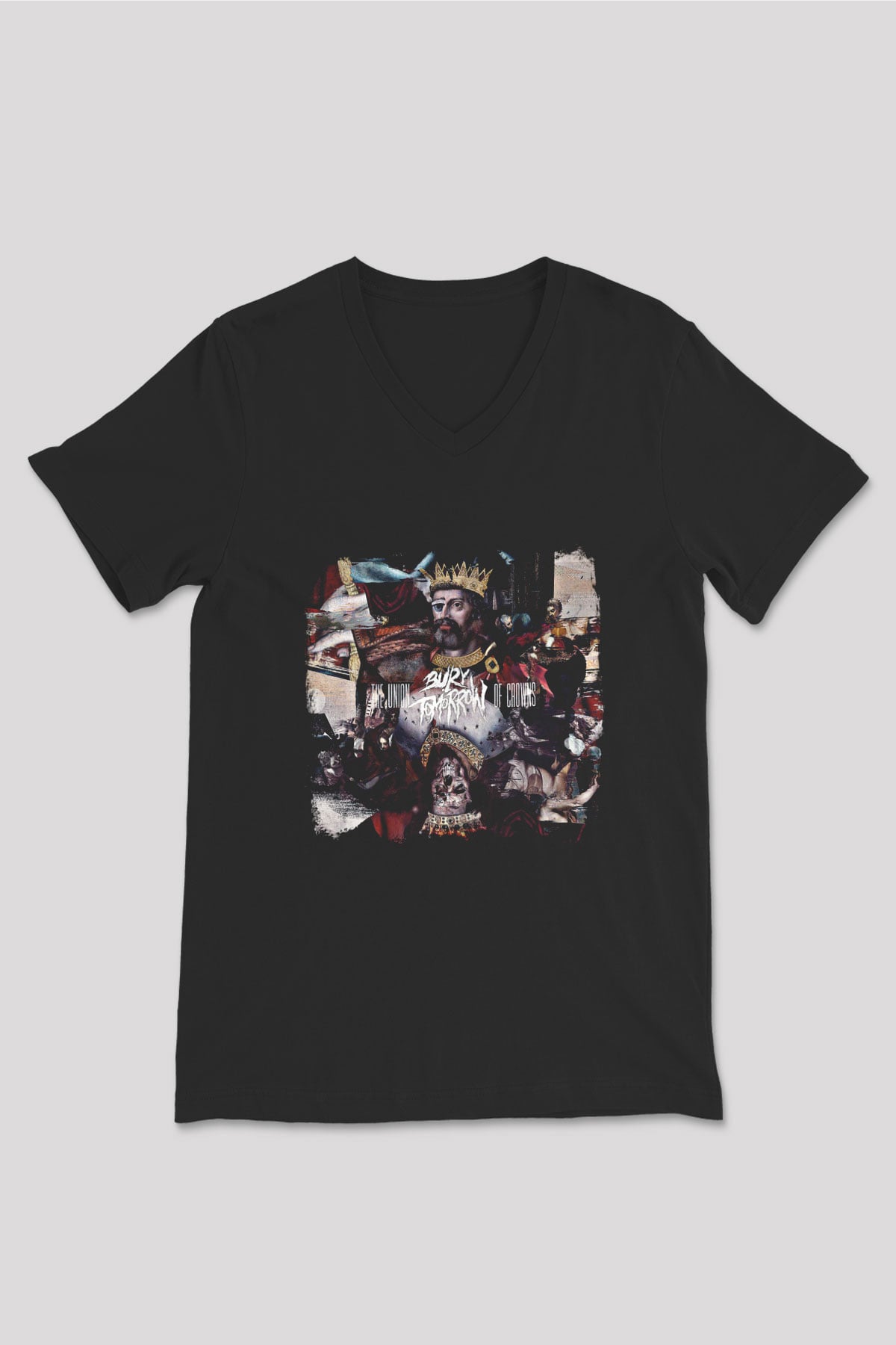 Bury Tomorrow Baskılı Unisex Siyah V Yaka Tişört