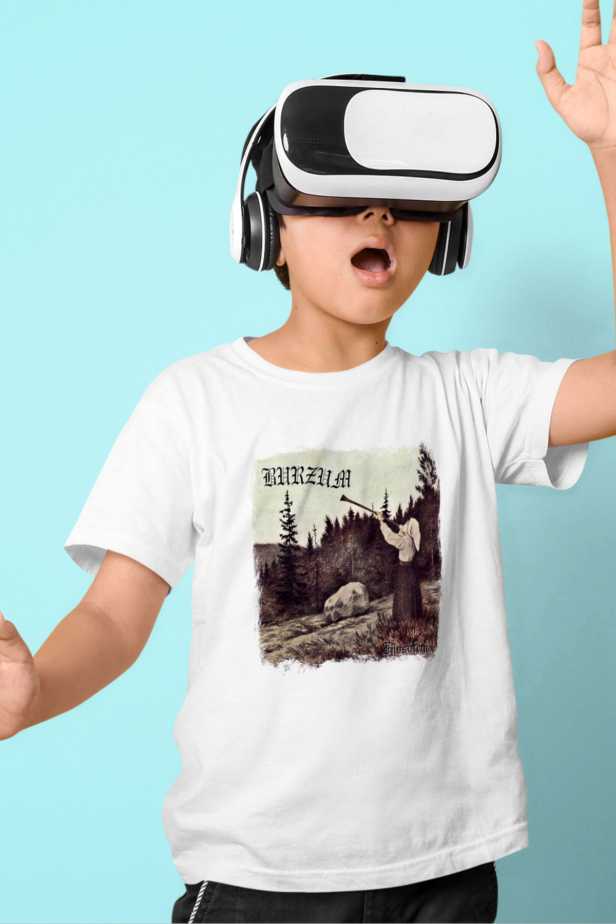 Burzum Baskılı Unisex Beyaz Çocuk Tişört