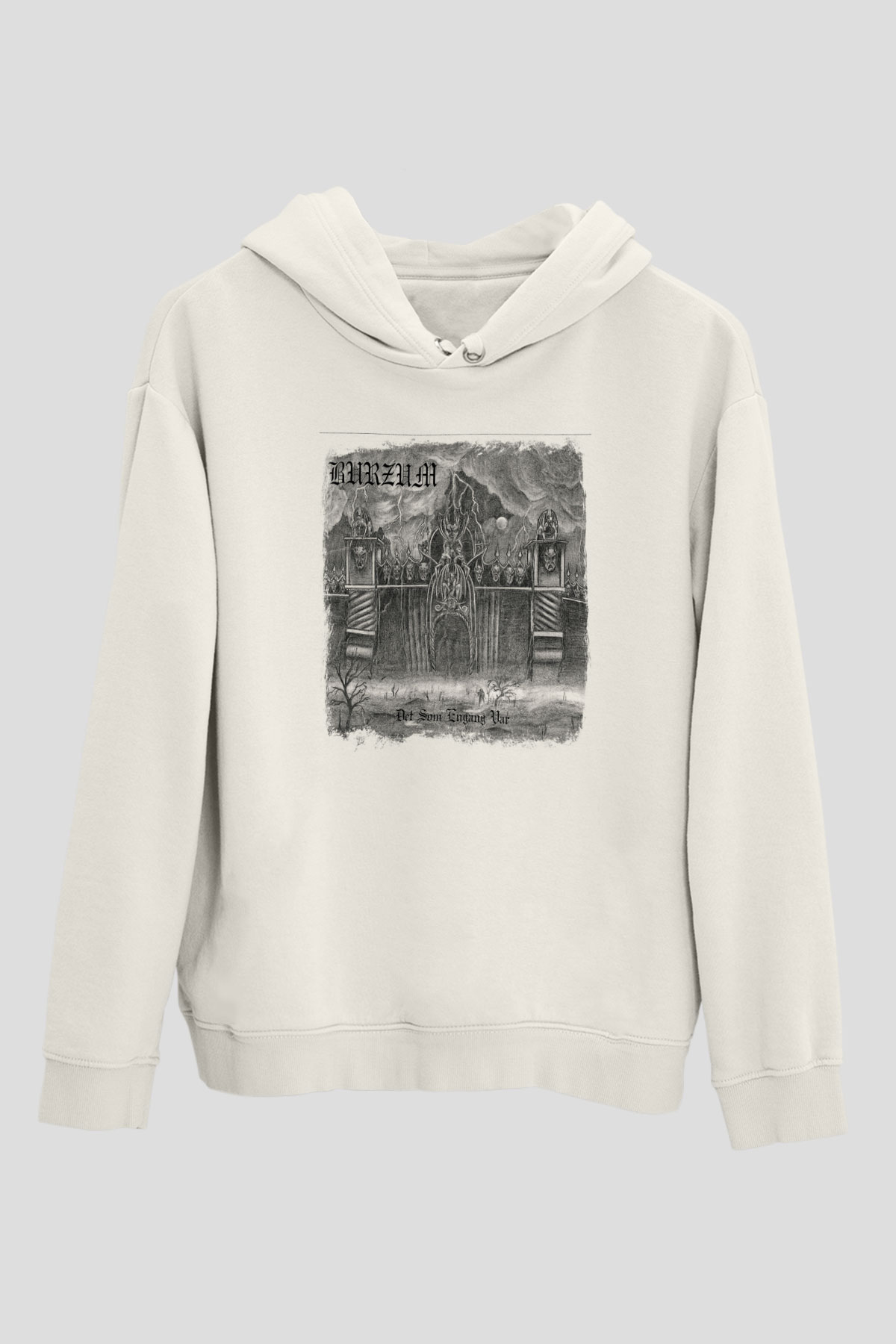 Burzum Baskılı Unisex Beyaz Hoodie