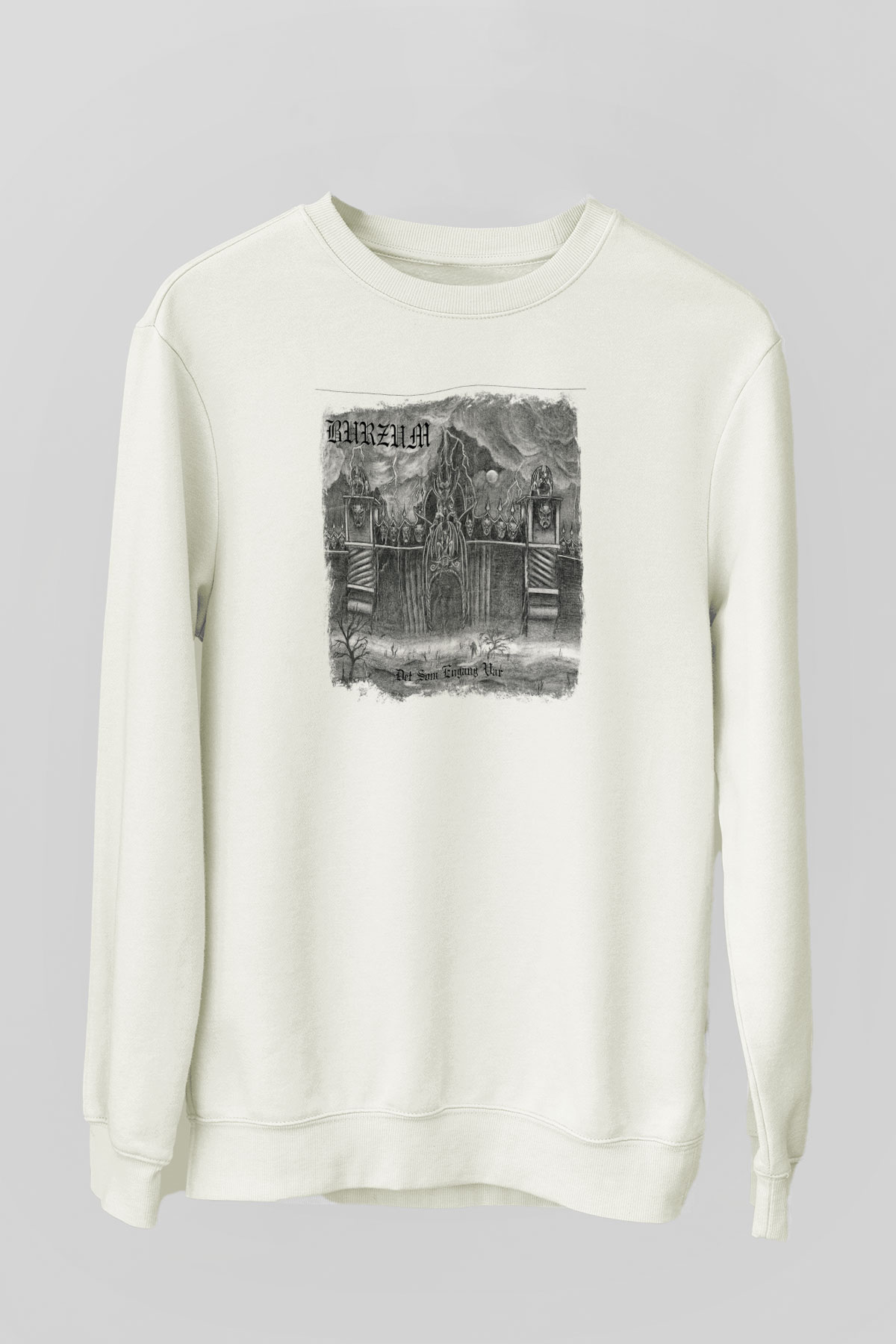Burzum Baskılı Unisex Beyaz Sweatshirt
