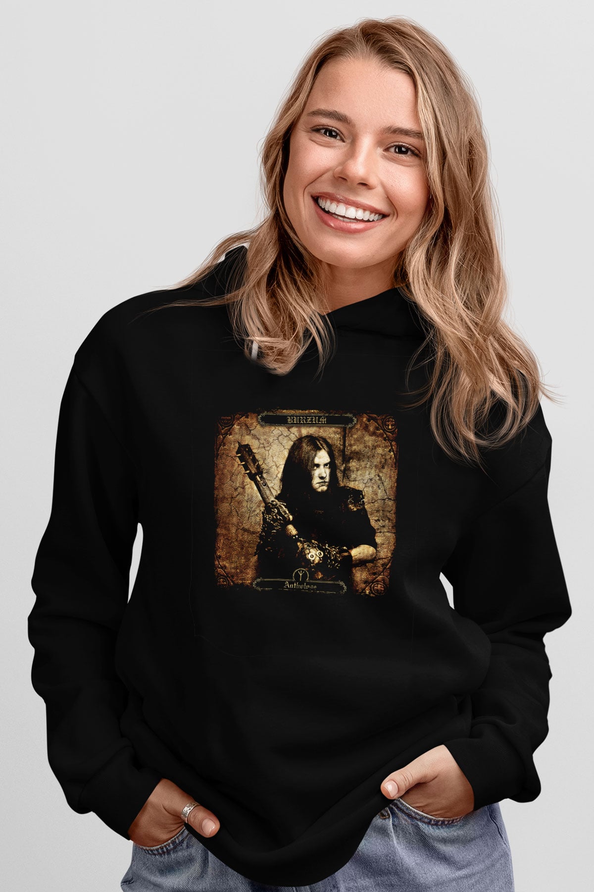 Burzum Baskılı Unisex Siyah Hoodie