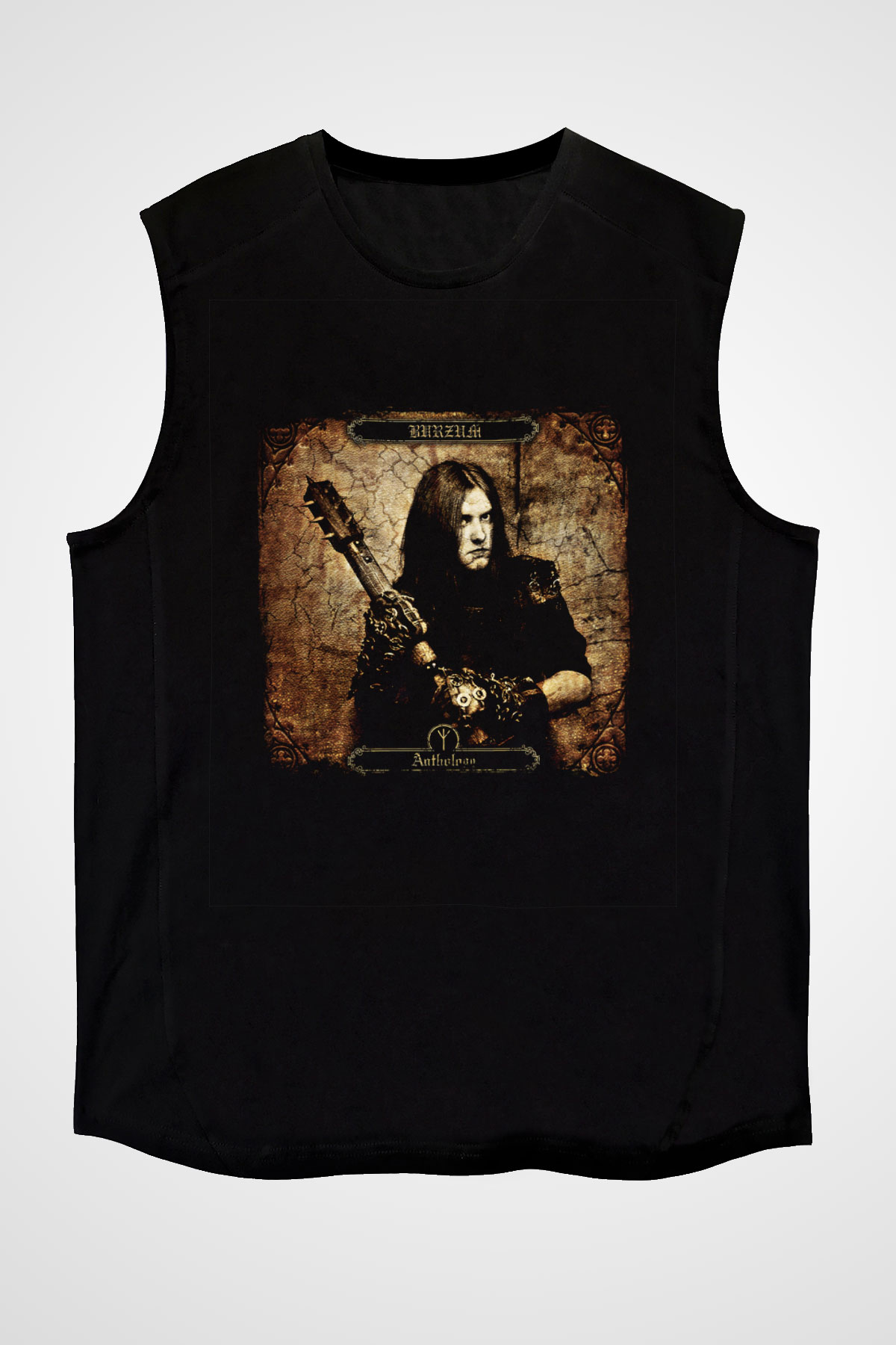 Burzum Baskılı Unisex Siyah Kolsuz Tişört